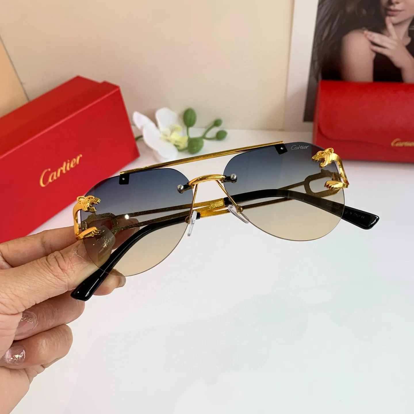 カルティエ新作黒アークファッションサングラス - 画像 (4)