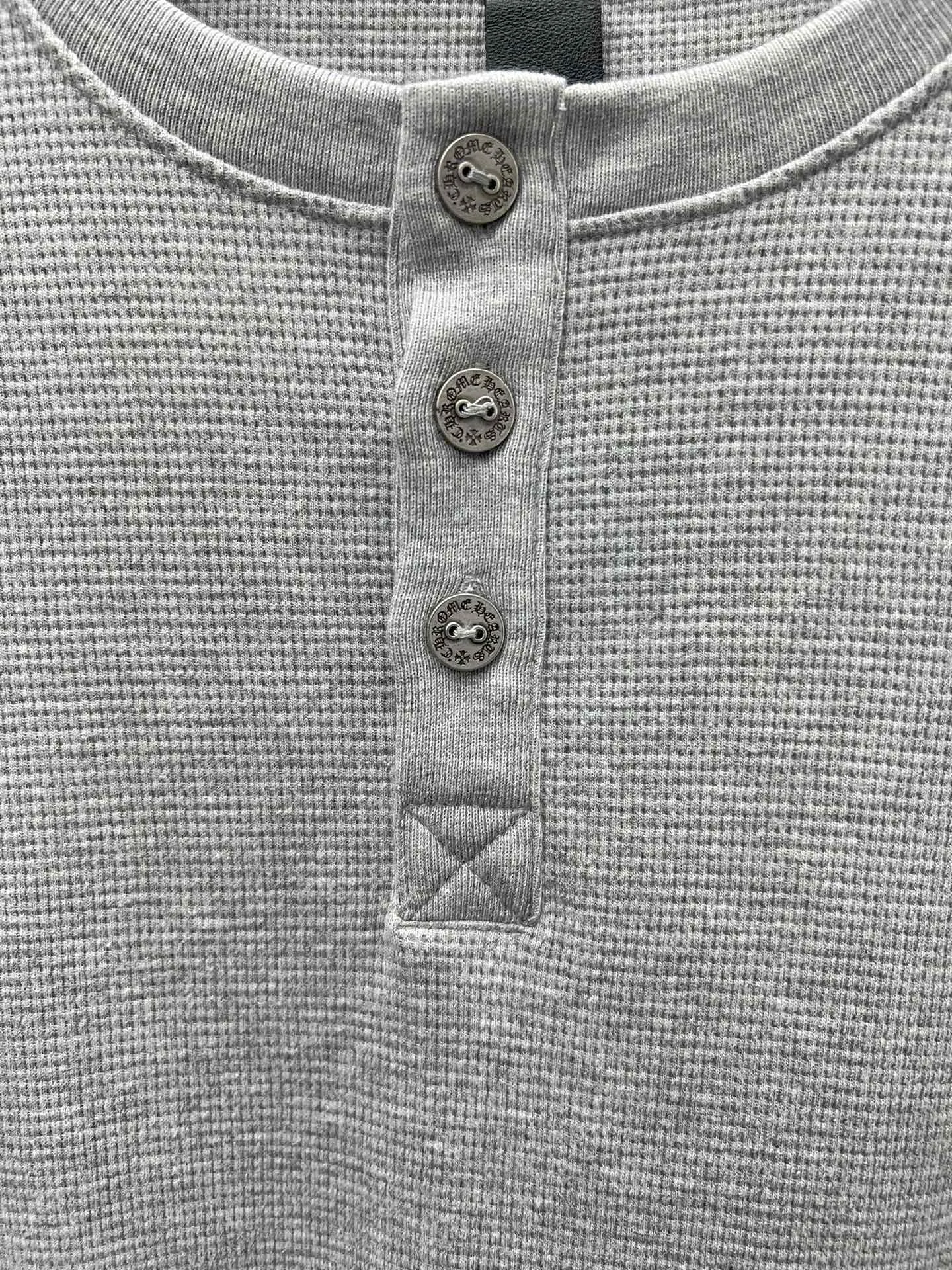 クロエ25SSサンスクリットヘンリーネックグレーワッフルセーター - 画像 (7)