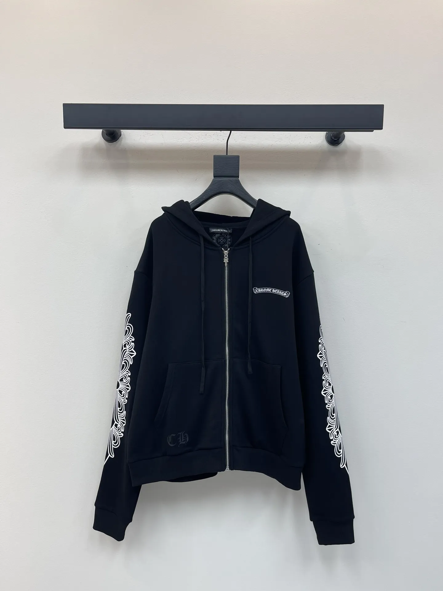 Chrome Hearts 25秋新しい黒のフード付きジップアップ