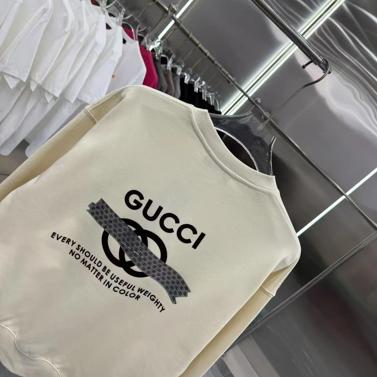 GUCCI 2025年秋冬 アプリコット ラウンドネック 長袖 スウェットシャツ - 画像 (9)