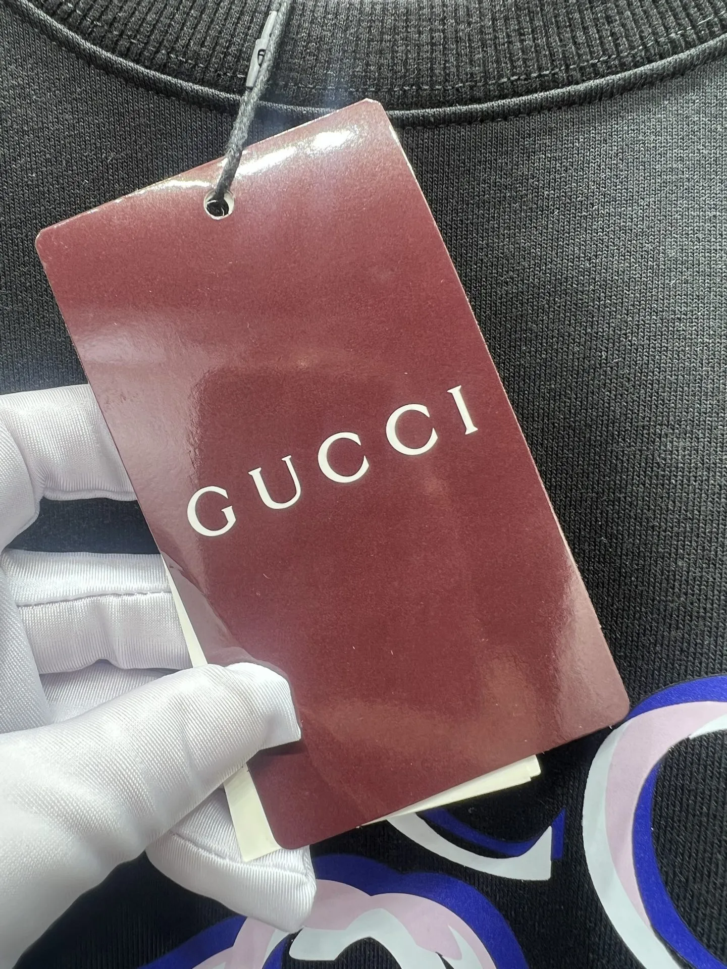 Gucci ブラックコントラストファントムレタリングクルーネックスウェットシャツ - 画像 (7)