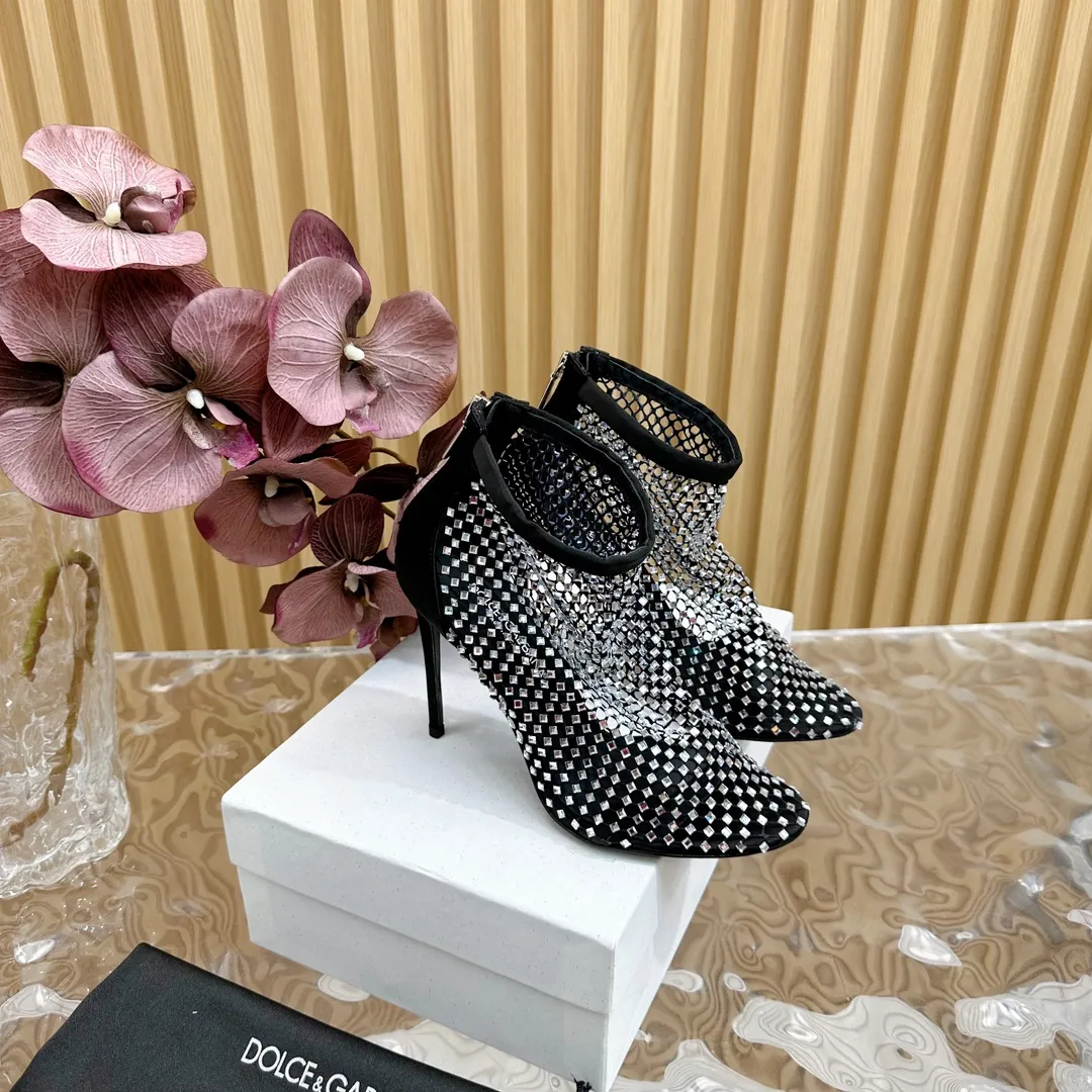 Dolce&Gabbana ブラック網目アンクルブーツ新作