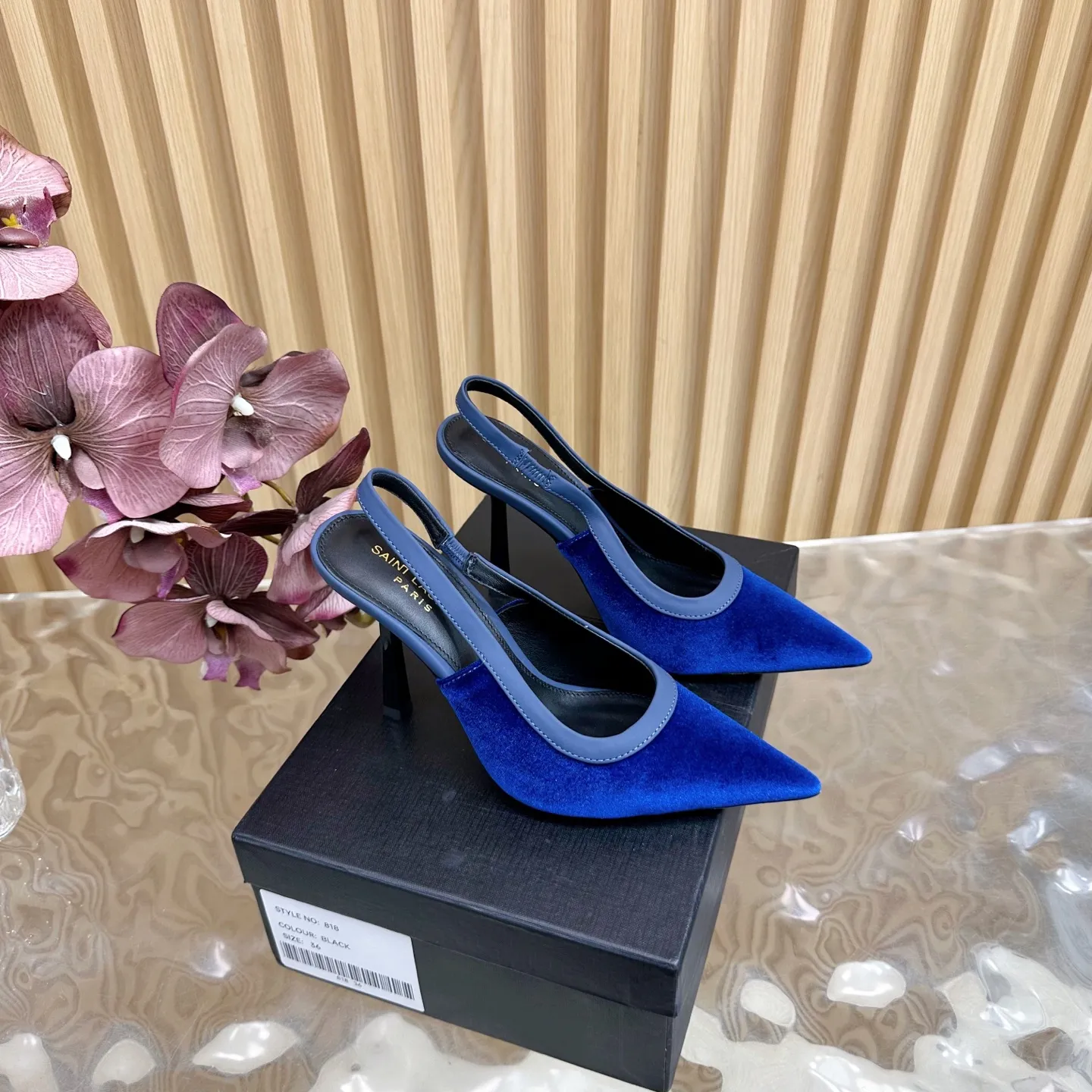 SAINT LAURENT 新作ブルースティレットヒールサンダル