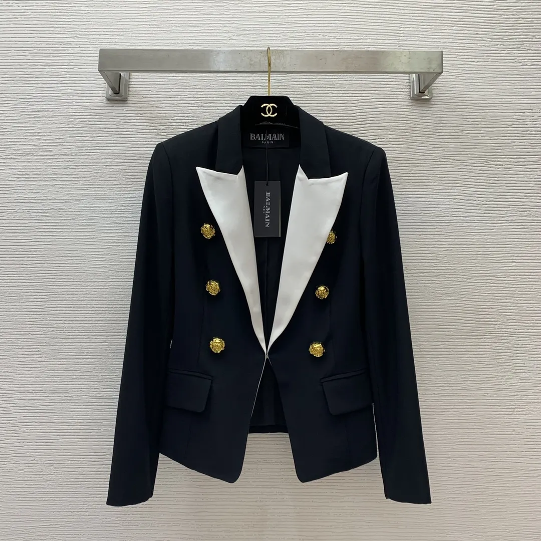 Balmainバールマン新作黒スプライシングコート