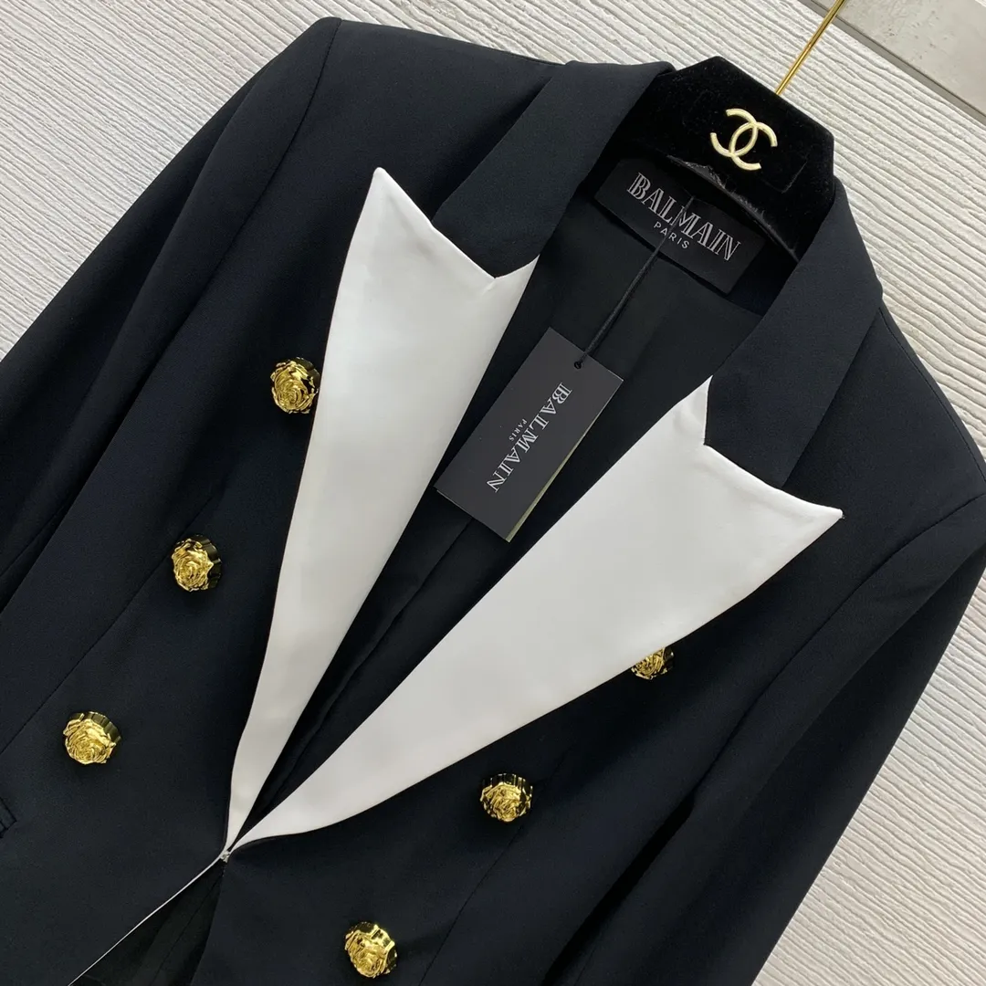 Balmainバールマン新作黒スプライシングコート - 画像 (3)