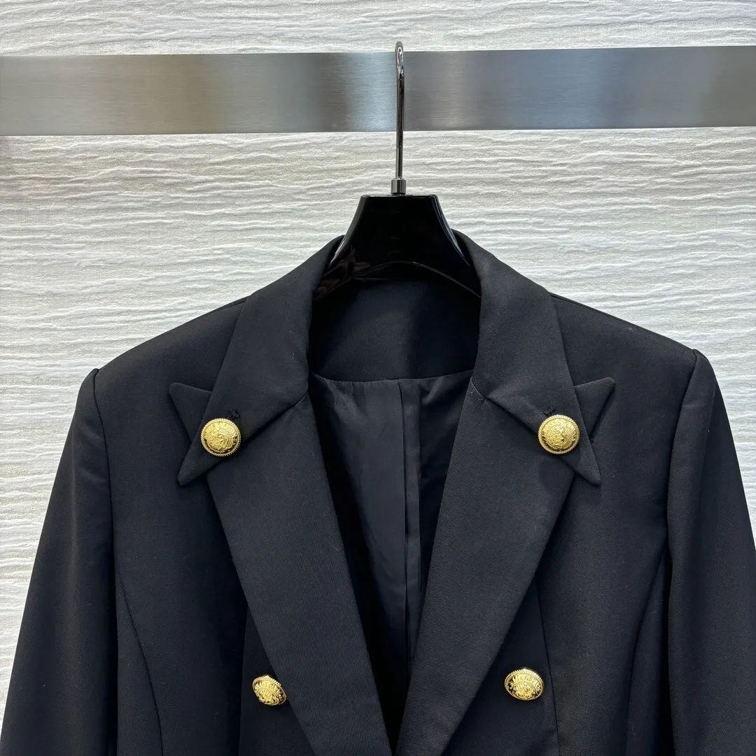 Balmain黒新作ダブルブレストスリムコート - 画像 (3)