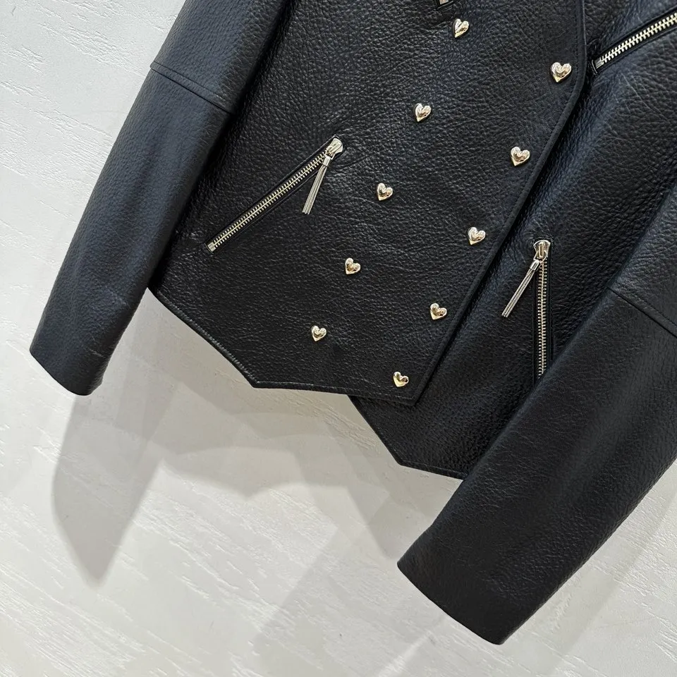 BALMAIN新作黒愛心レザージャケット秋と冬 - 画像 (4)