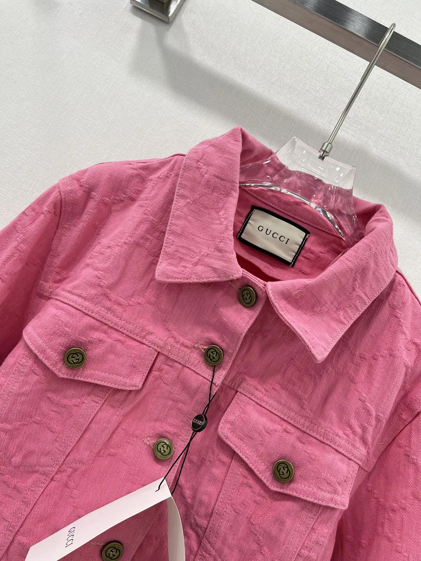 GUCCI 24新作ピンクジャカードデニムジャケット - 画像 (4)