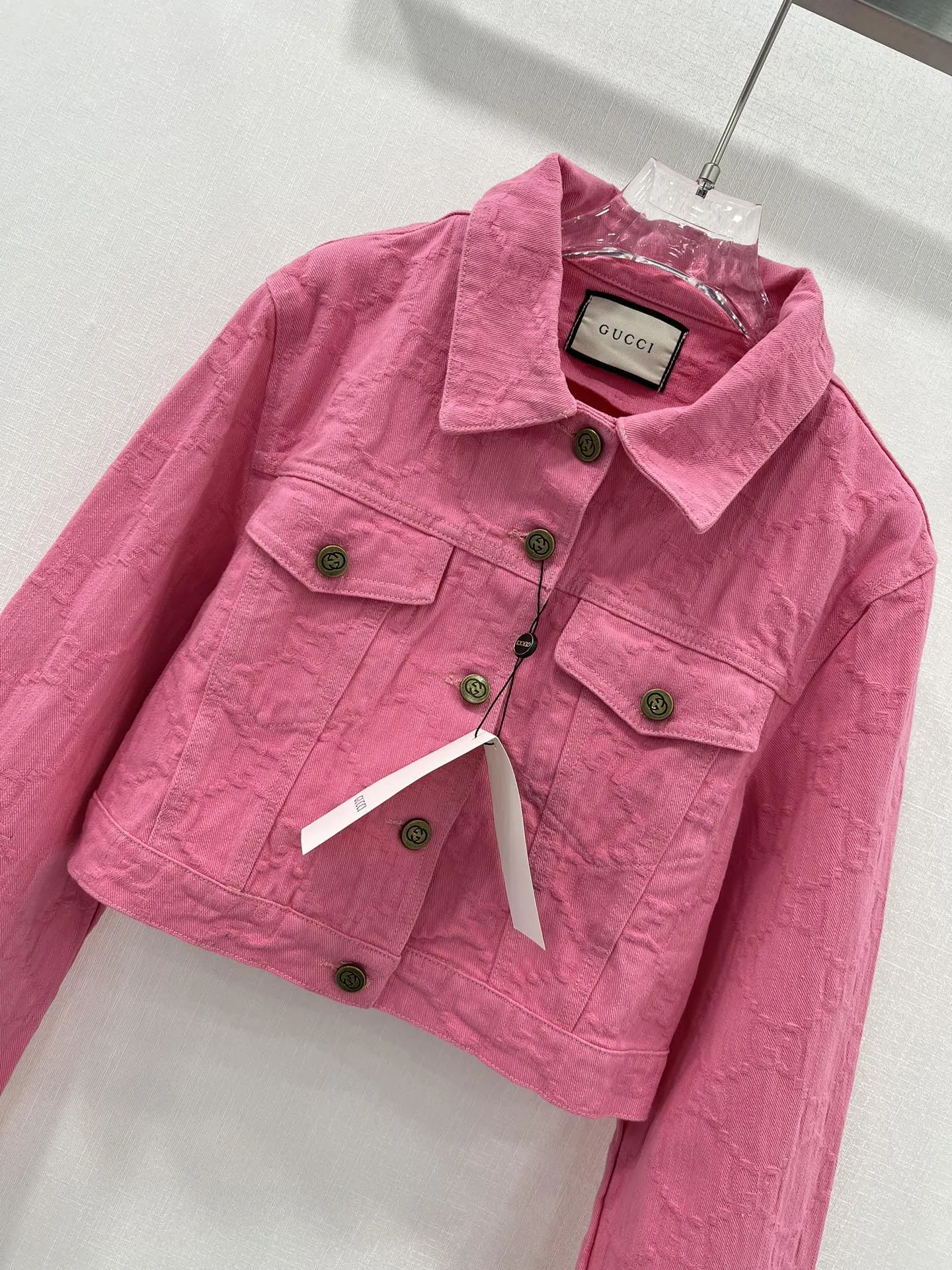 GUCCI 24新作ピンクジャカードデニムジャケット - 画像 (6)