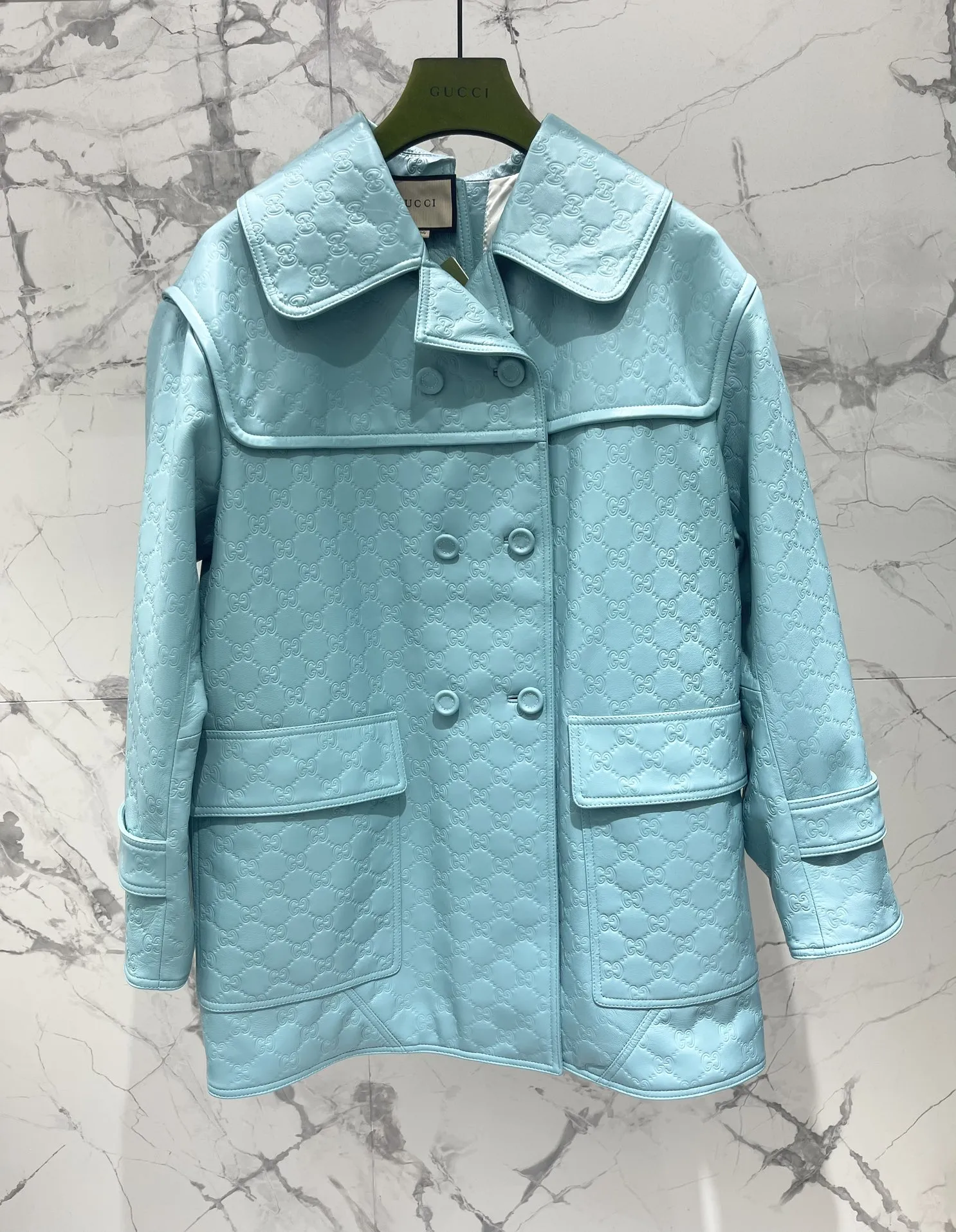 GUCCI グッチ ライトブルー 両面コート - 画像 (4)