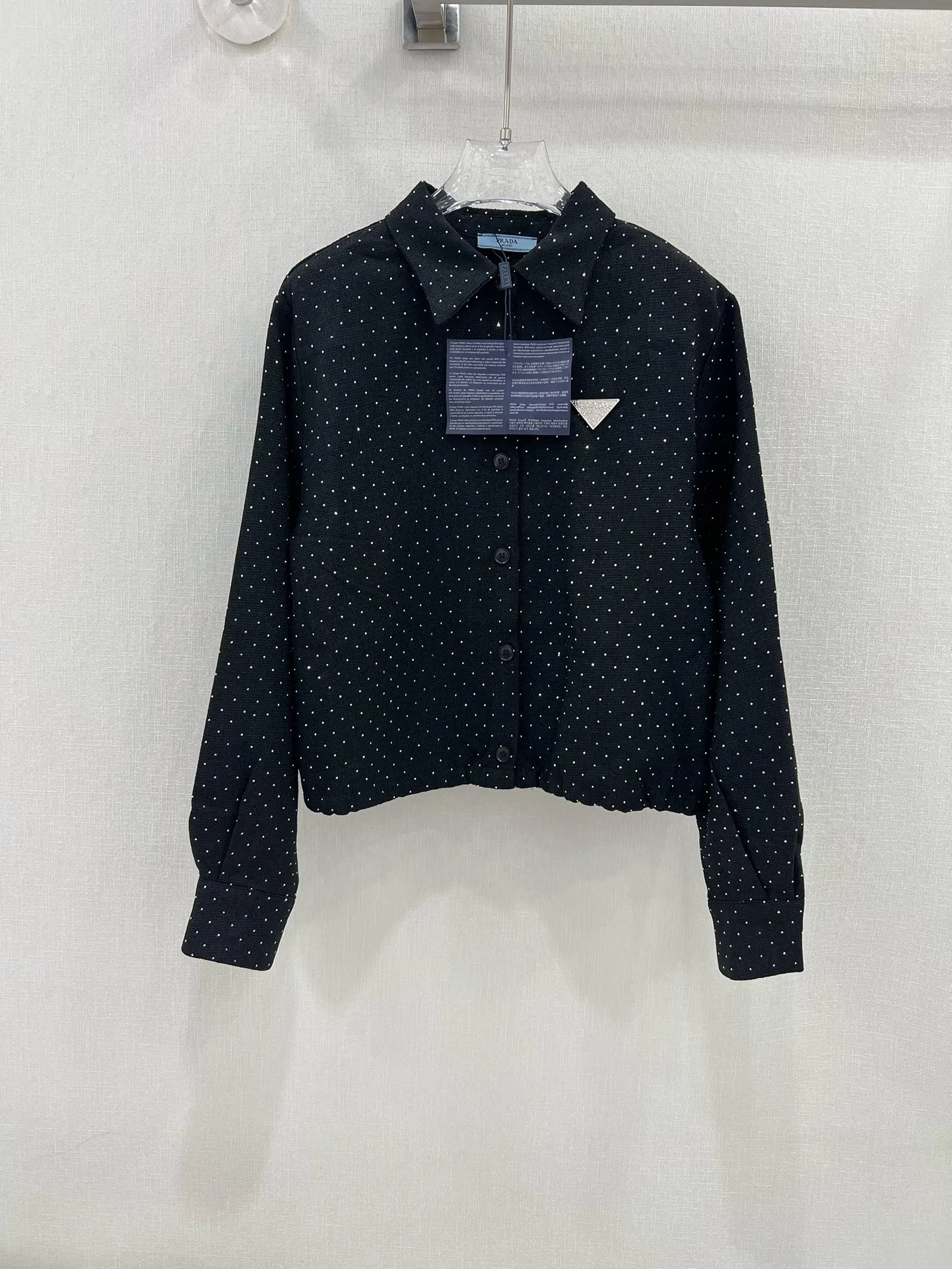 プラダ新作黒スパンコールシャツコートSML