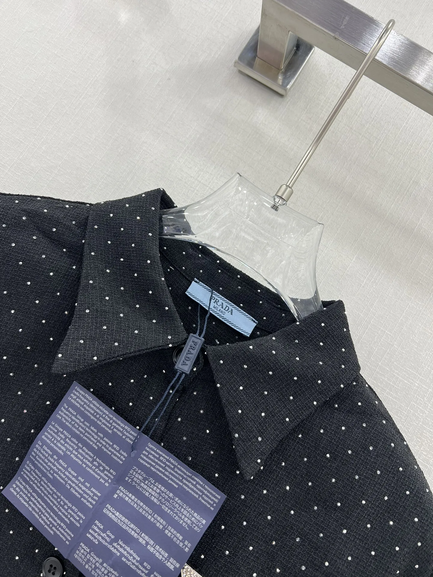 プラダ新作黒スパンコールシャツコートSML - 画像 (3)