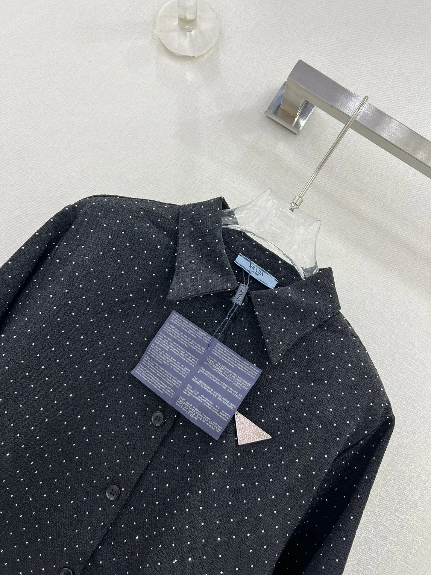 プラダ新作黒スパンコールシャツコートSML - 画像 (4)