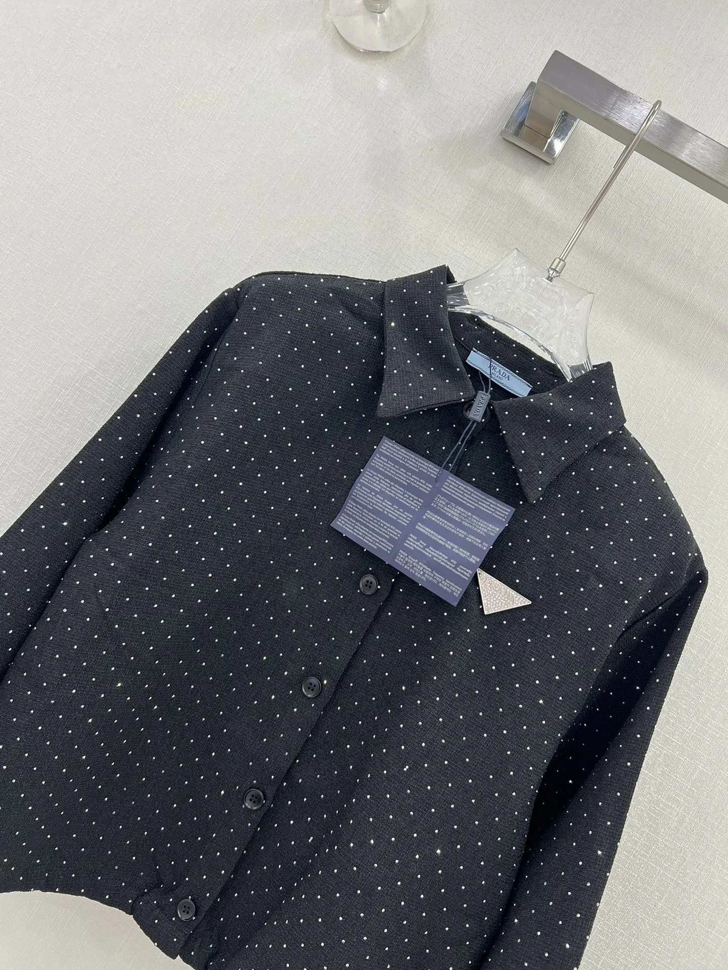 プラダ新作黒スパンコールシャツコートSML - 画像 (6)