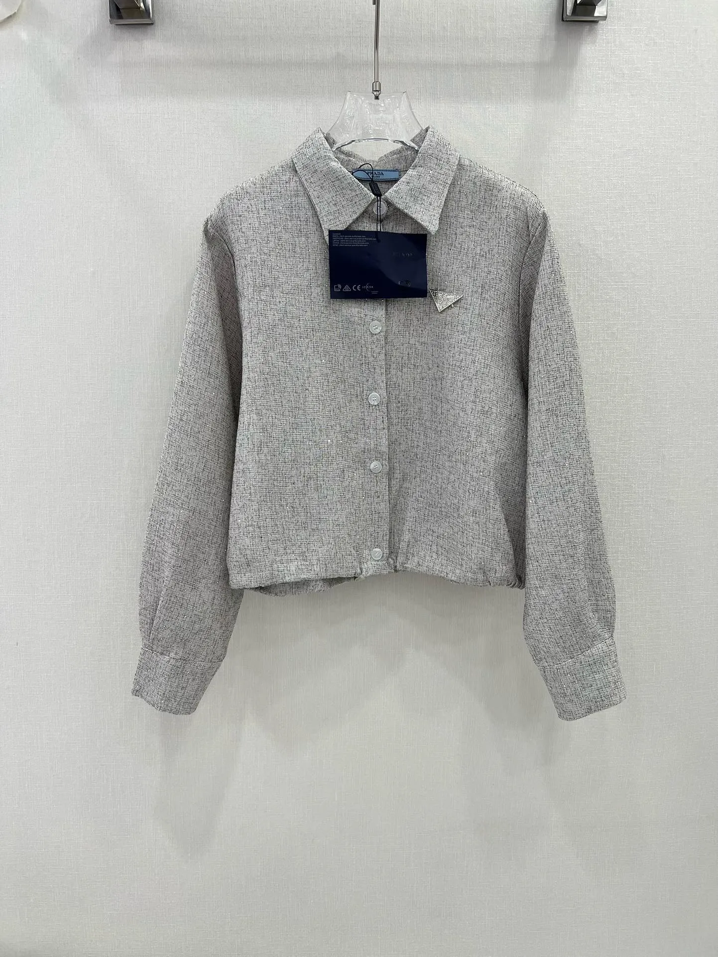 プラダ新作黒スパンコールシャツコートSML