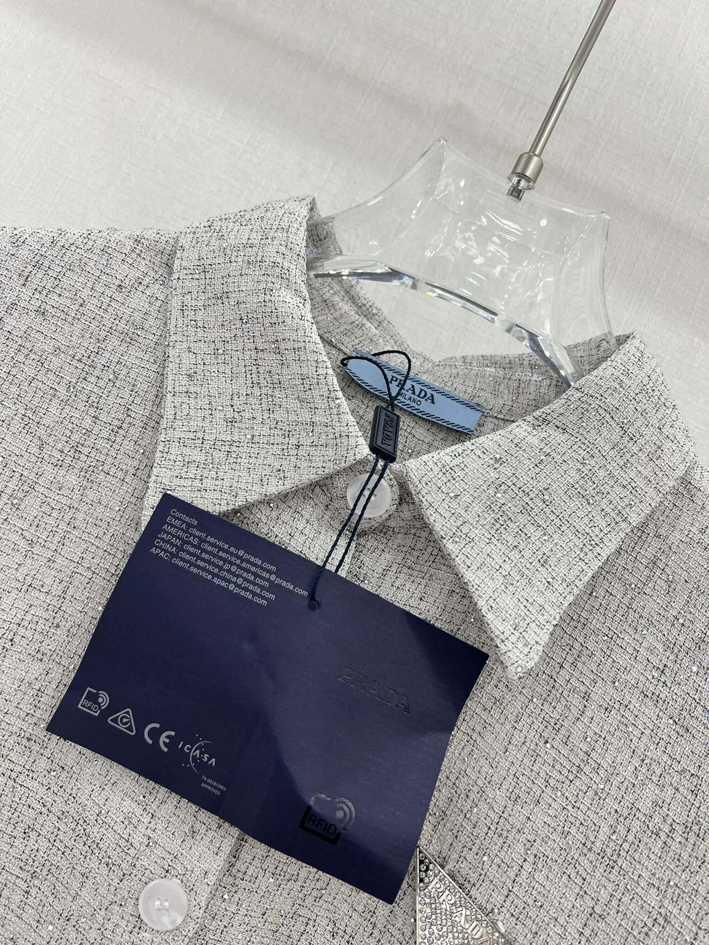 プラダ新作黒スパンコールシャツコートSML - 画像 (3)