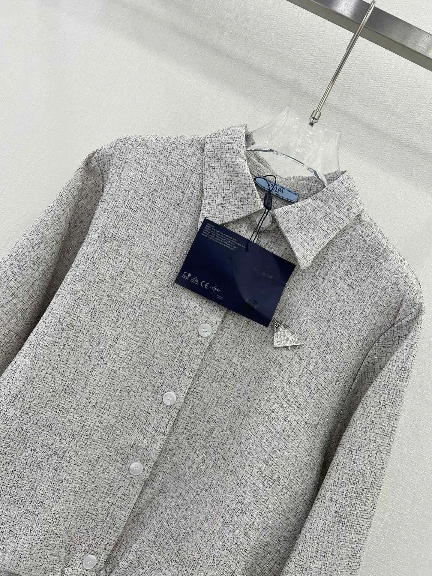 プラダ新作黒スパンコールシャツコートSML - 画像 (5)