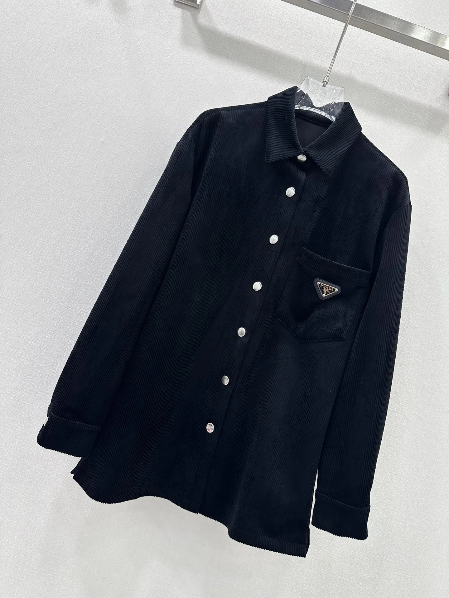 プラダ黒コーデュロイレジャーシャツコート - 画像 (5)