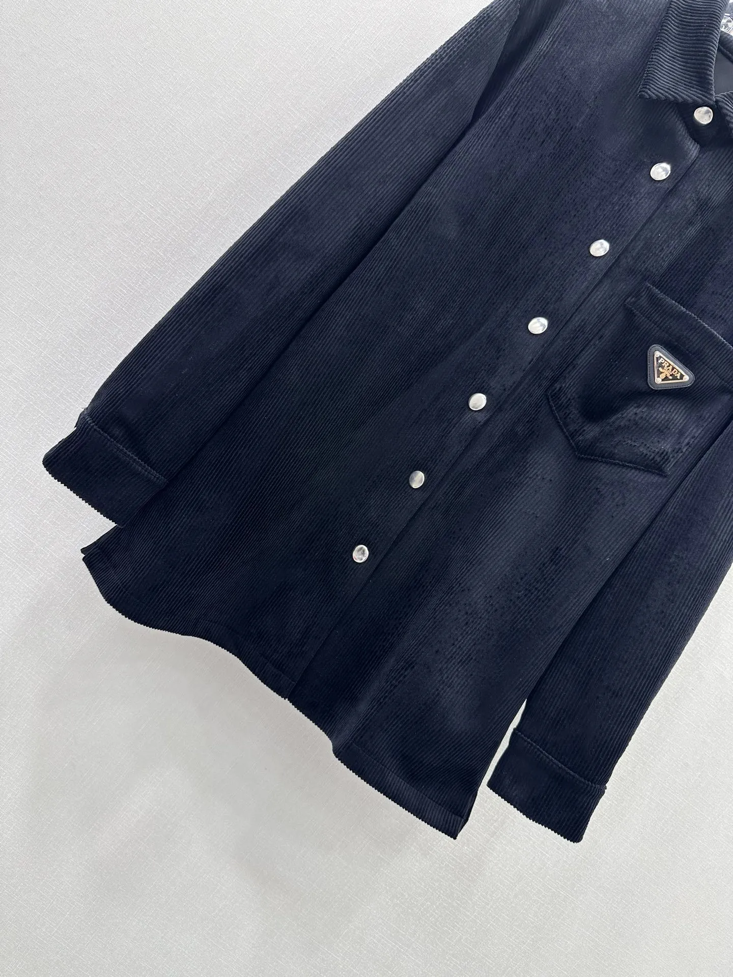 プラダ黒コーデュロイレジャーシャツコート - 画像 (6)