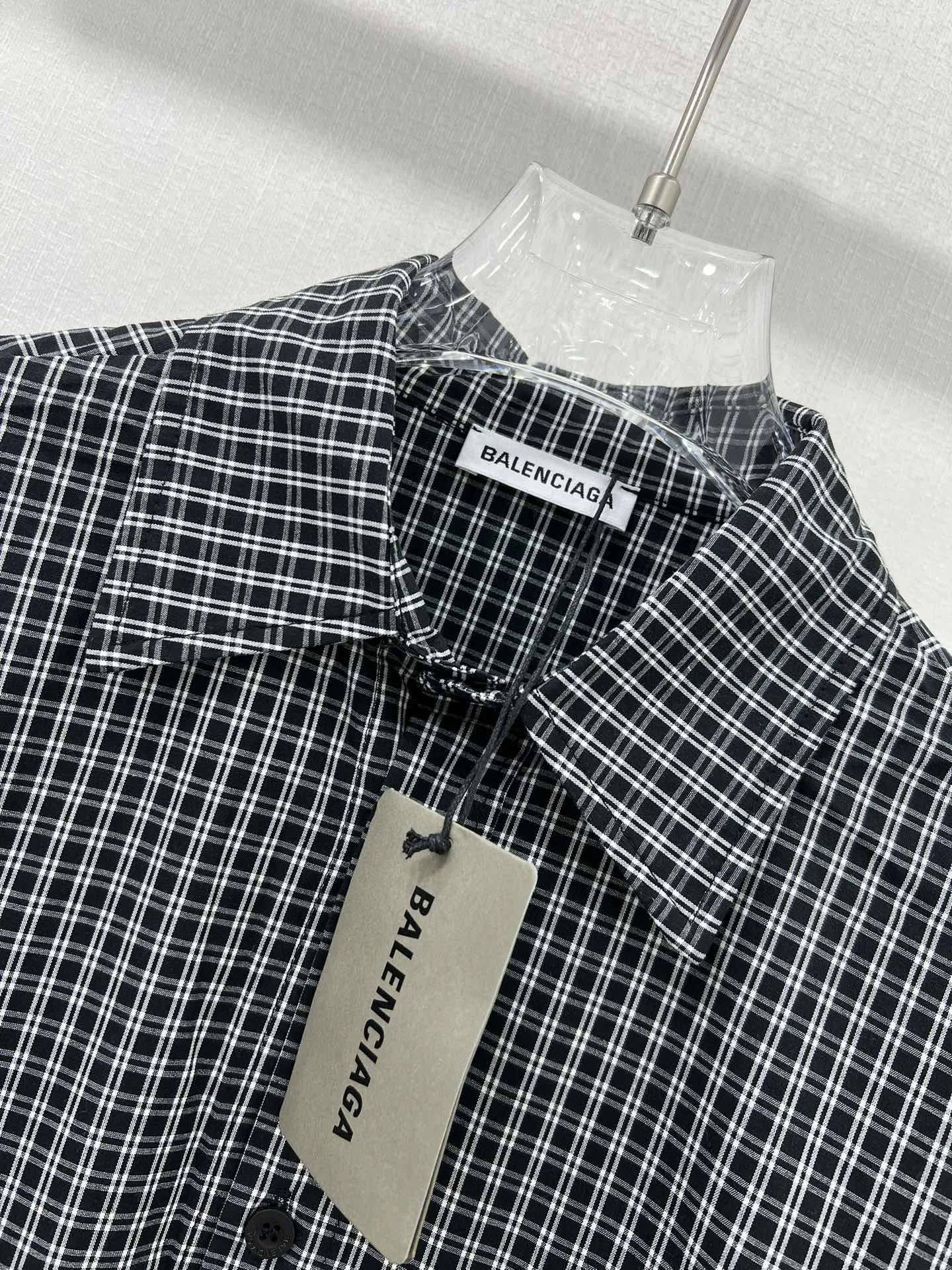 Balenciaga新作チェック柄長袖シャツ黒白 - 画像 (3)