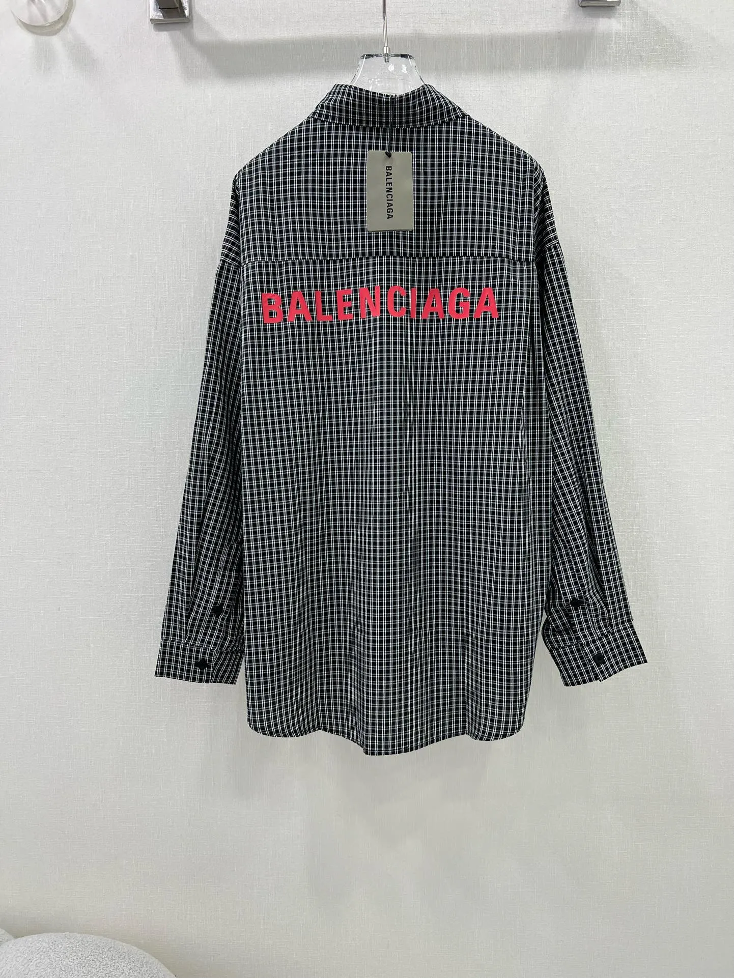 Balenciaga新作チェック柄長袖シャツ黒白 - 画像 (8)