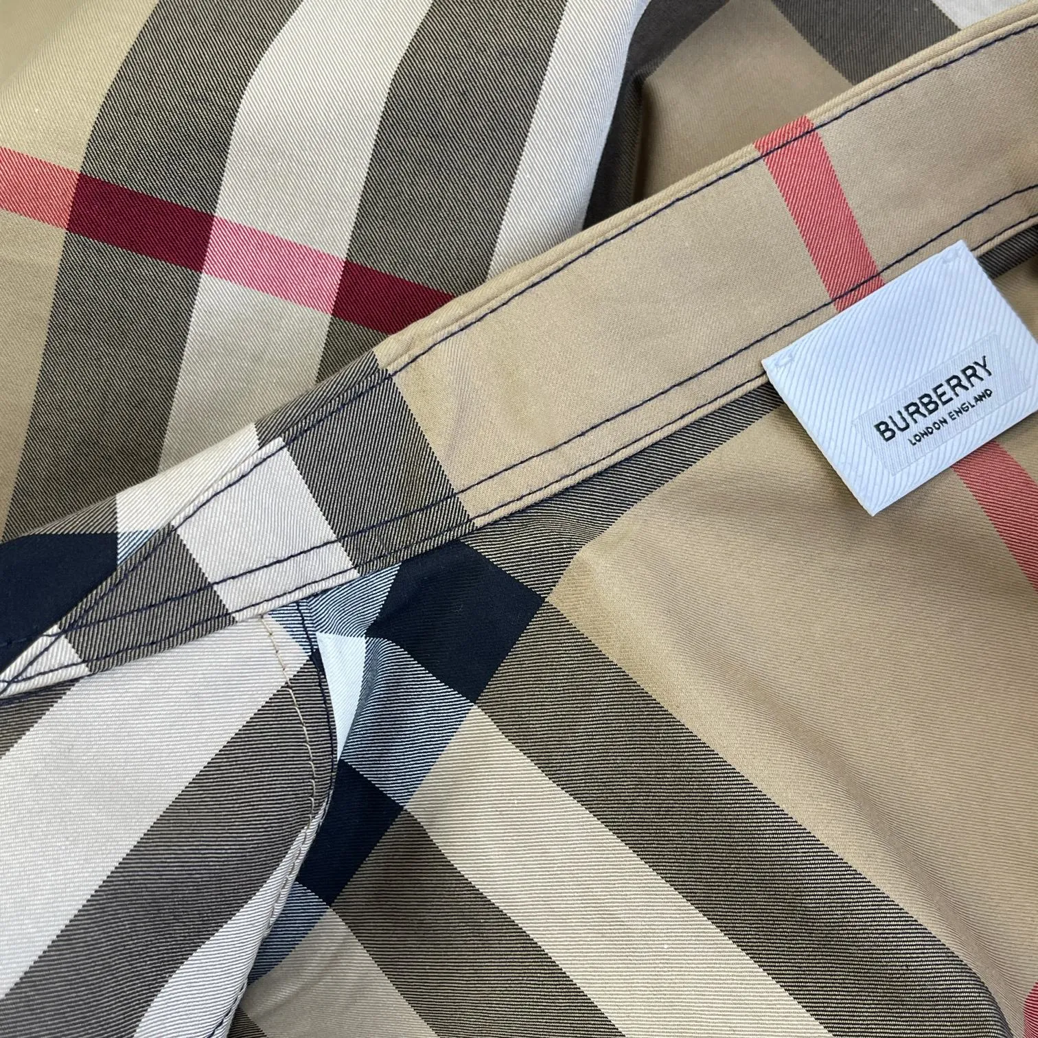 Burberryバーバリー カーキ色 チェック柄シャツコート - 画像 (6)