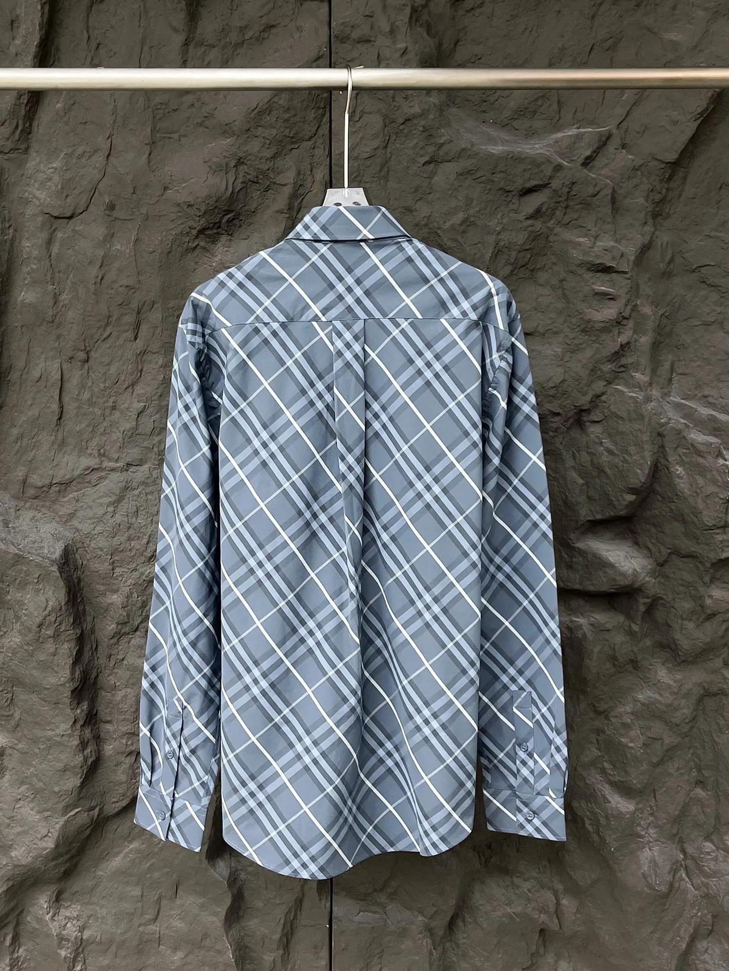 BBRバーバリー青チェック柄コットンシャツユニセックス - 画像 (3)