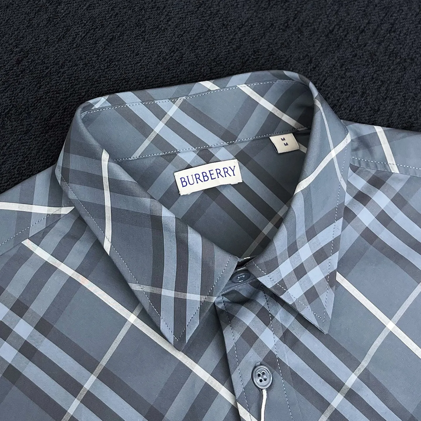 BBRバーバリー青チェック柄コットンシャツユニセックス - 画像 (4)