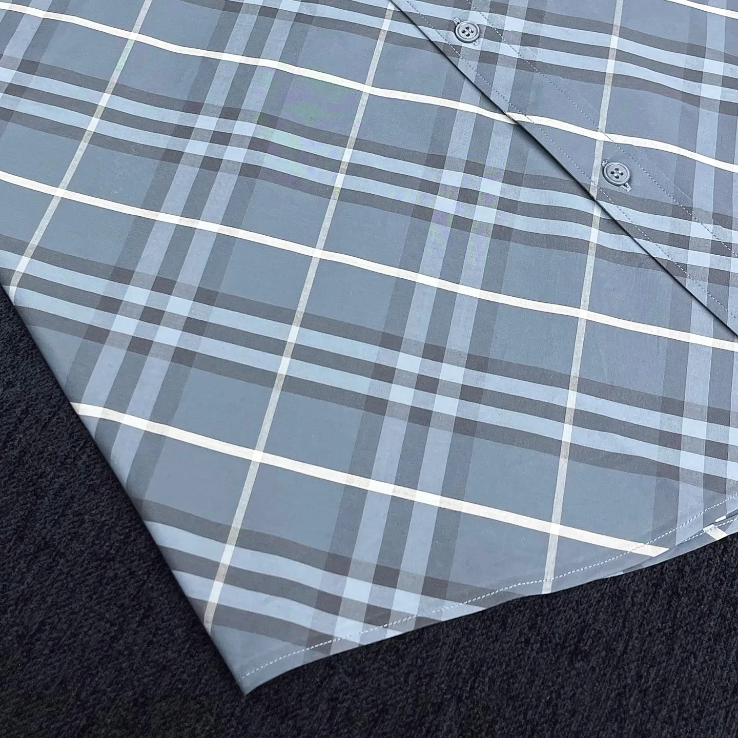 BBRバーバリー青チェック柄コットンシャツユニセックス - 画像 (5)