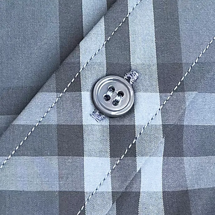 BBRバーバリー青チェック柄コットンシャツユニセックス - 画像 (7)