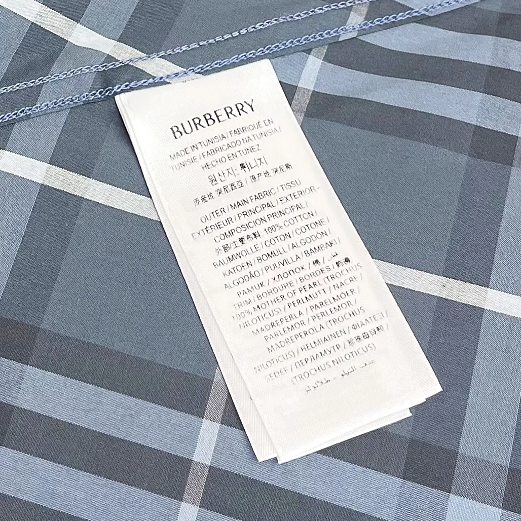 BBRバーバリー青チェック柄コットンシャツユニセックス - 画像 (8)