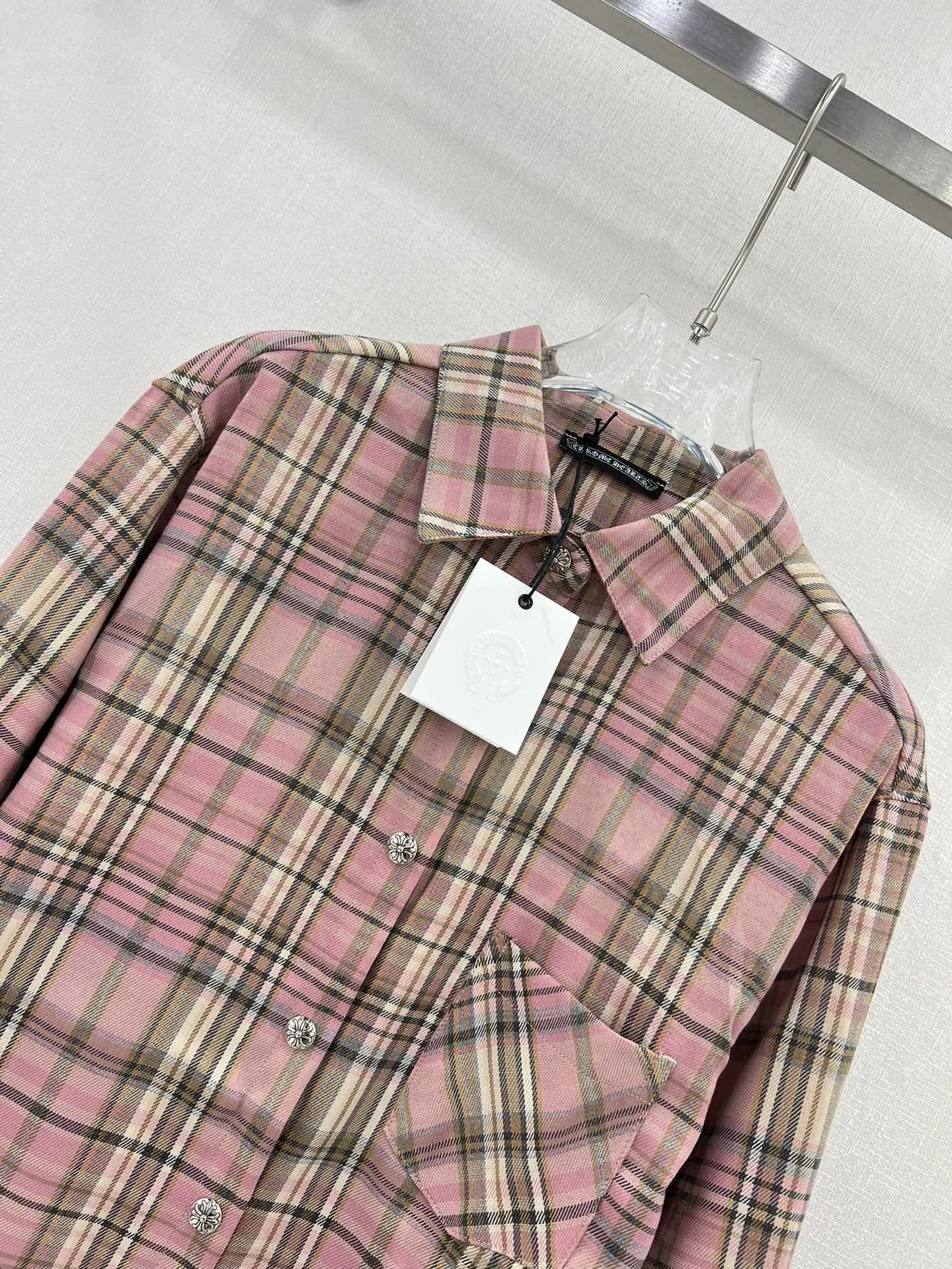 chrome hearts新作ピンクチェック柄シャツ - 画像 (4)