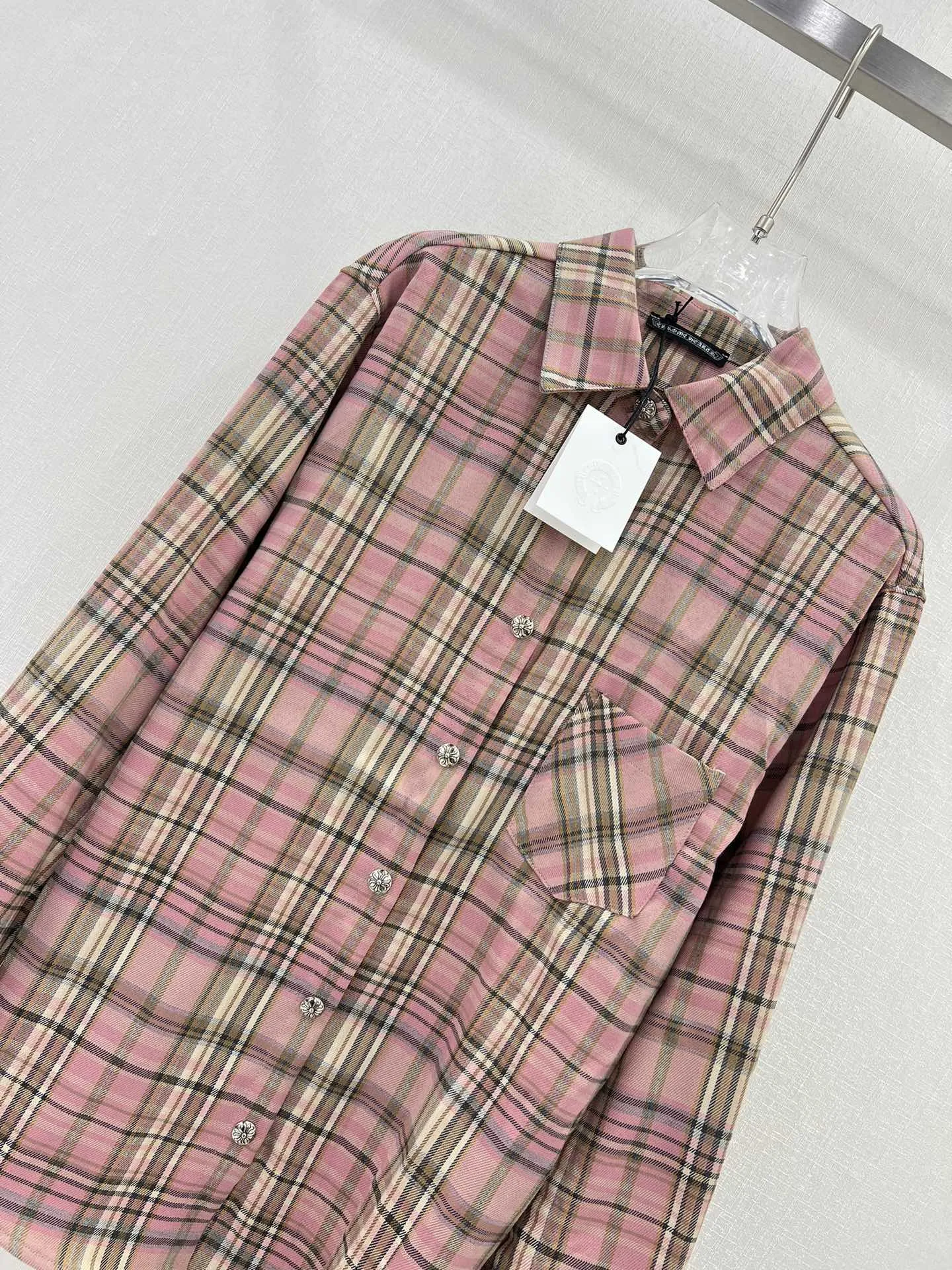 chrome hearts新作ピンクチェック柄シャツ - 画像 (5)