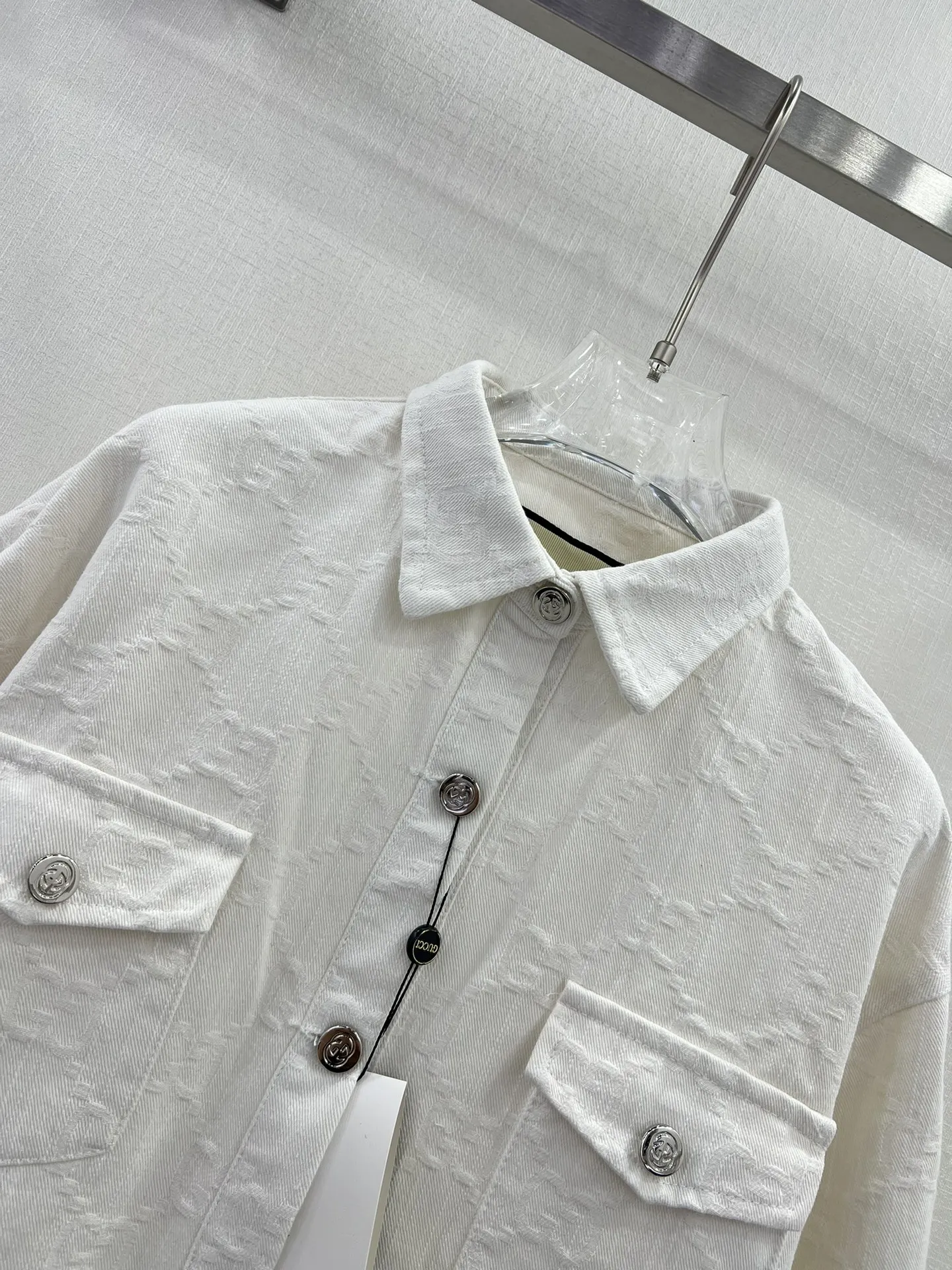 GUCCI 24新作GGジャカードシャツ白SML - 画像 (4)