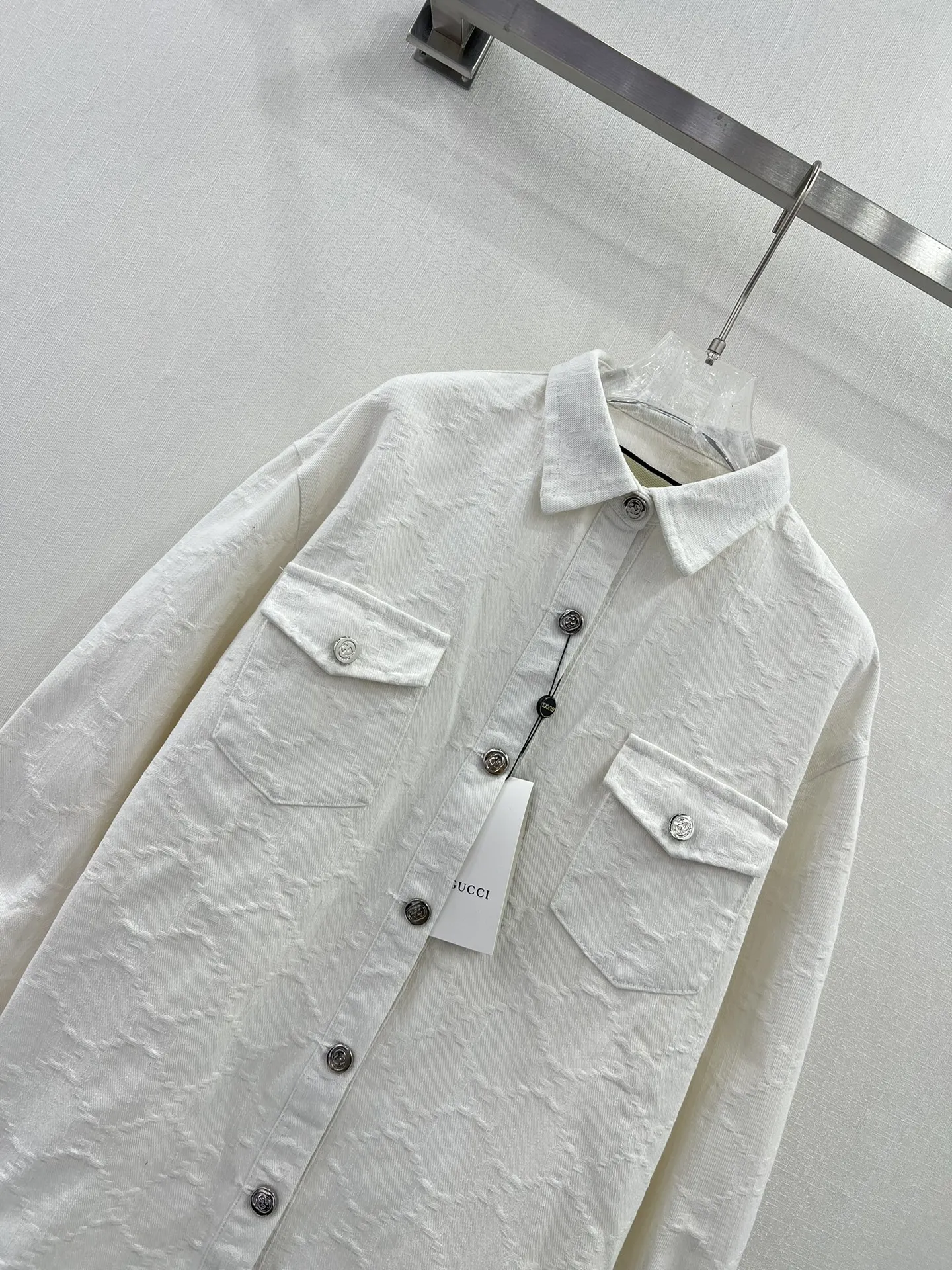 GUCCI 24新作GGジャカードシャツ白SML - 画像 (5)