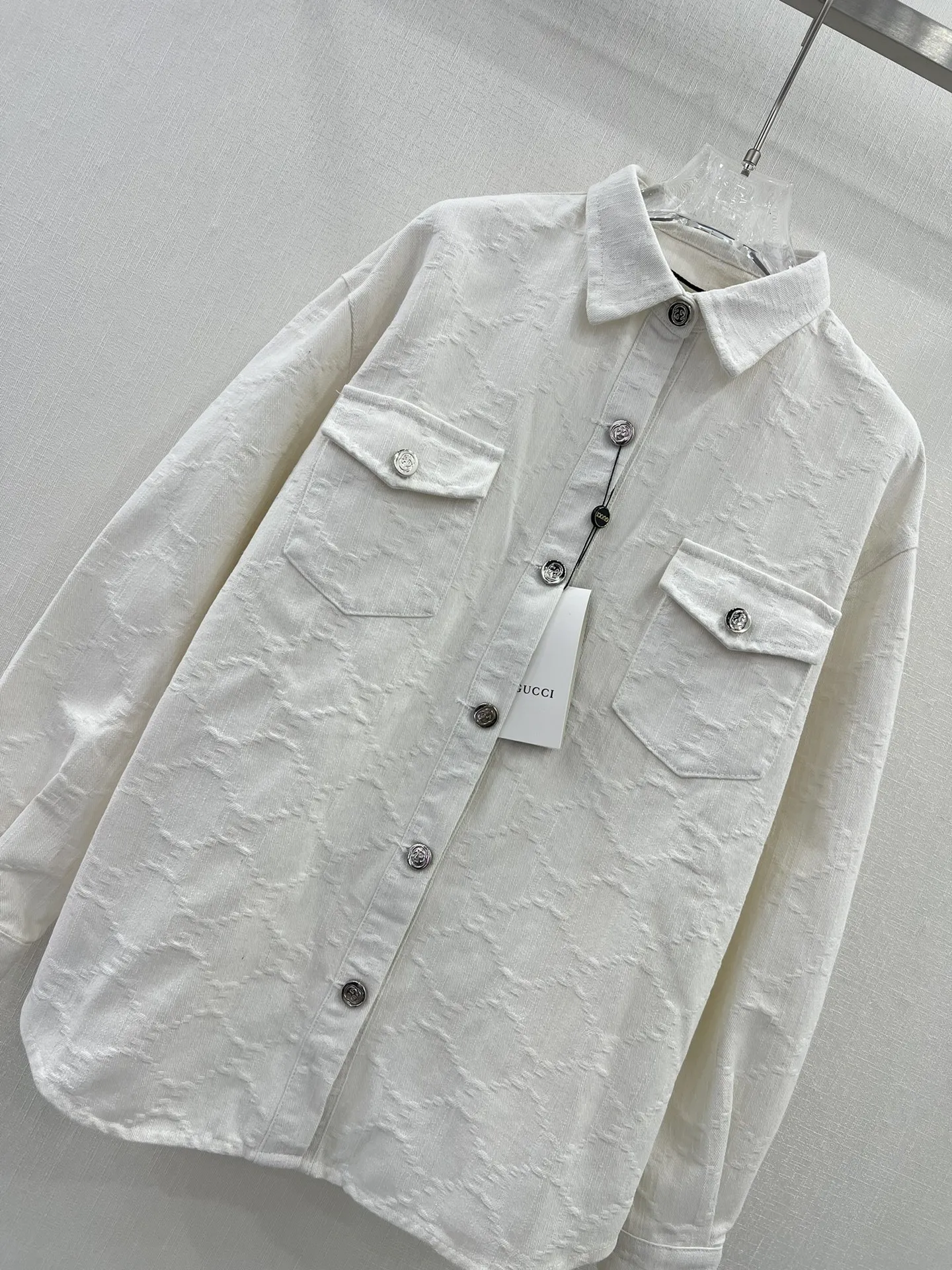 GUCCI 24新作GGジャカードシャツ白SML - 画像 (6)