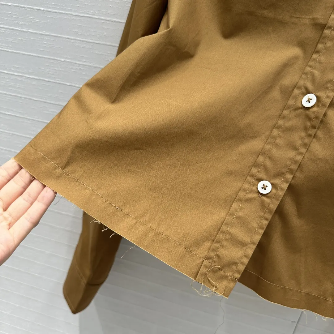 ロエベ新作茶色刺繍短いシャツ - 画像 (6)