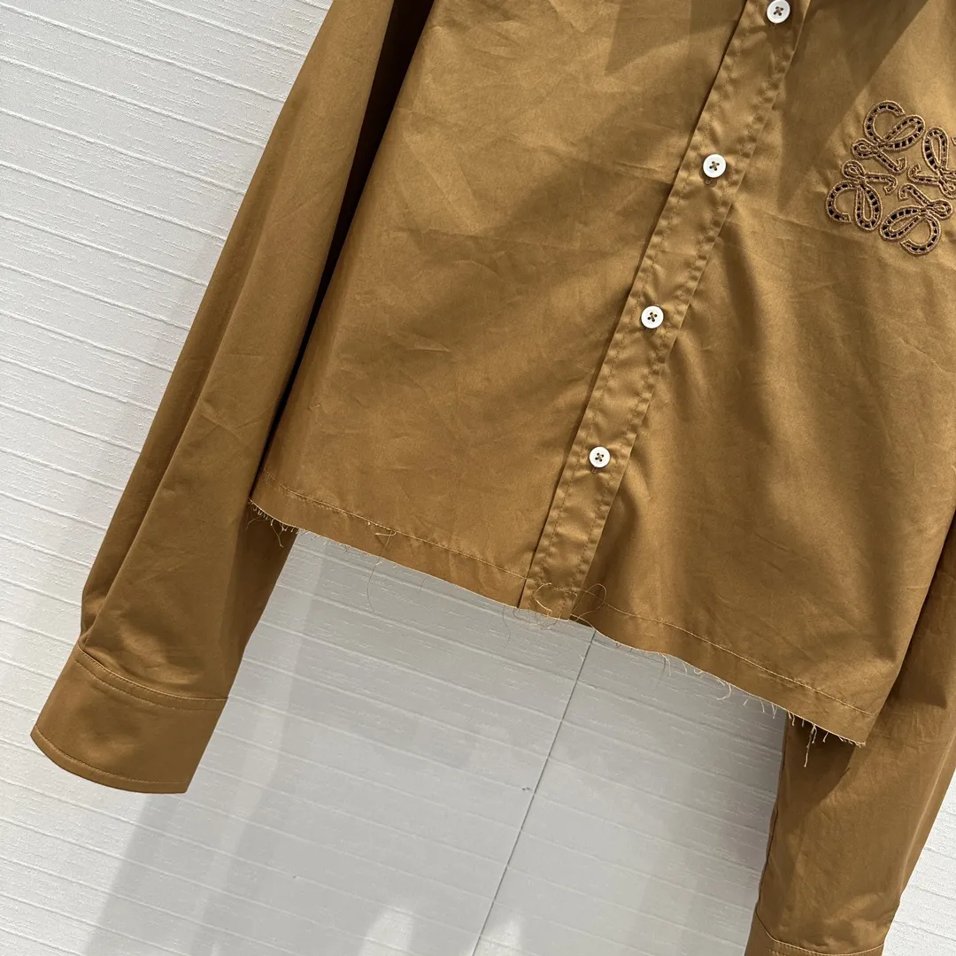 ロエベ新作茶色刺繍短いシャツ - 画像 (7)