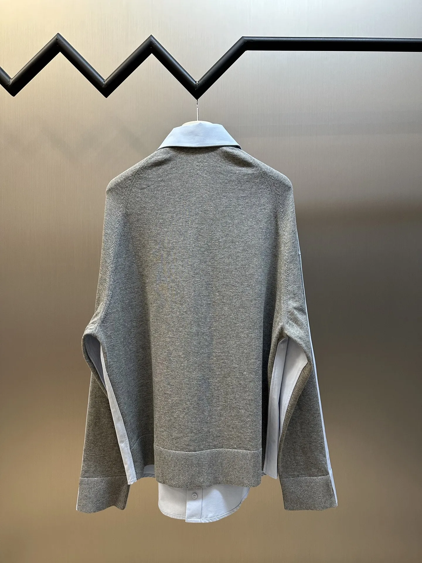 ロエベ スプライシングウールマッシュアップシャツ 青 - 画像 (5)