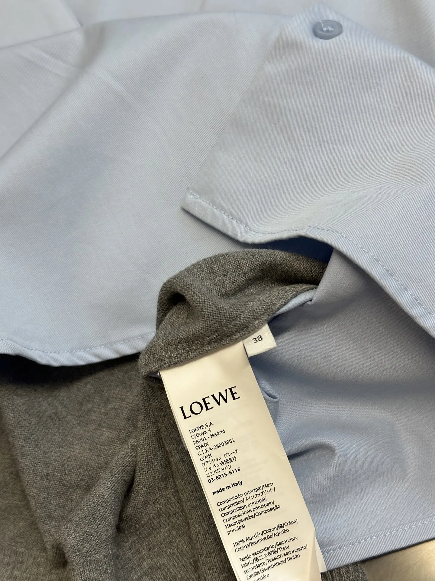 ロエベ スプライシングウールマッシュアップシャツ 青 - 画像 (8)