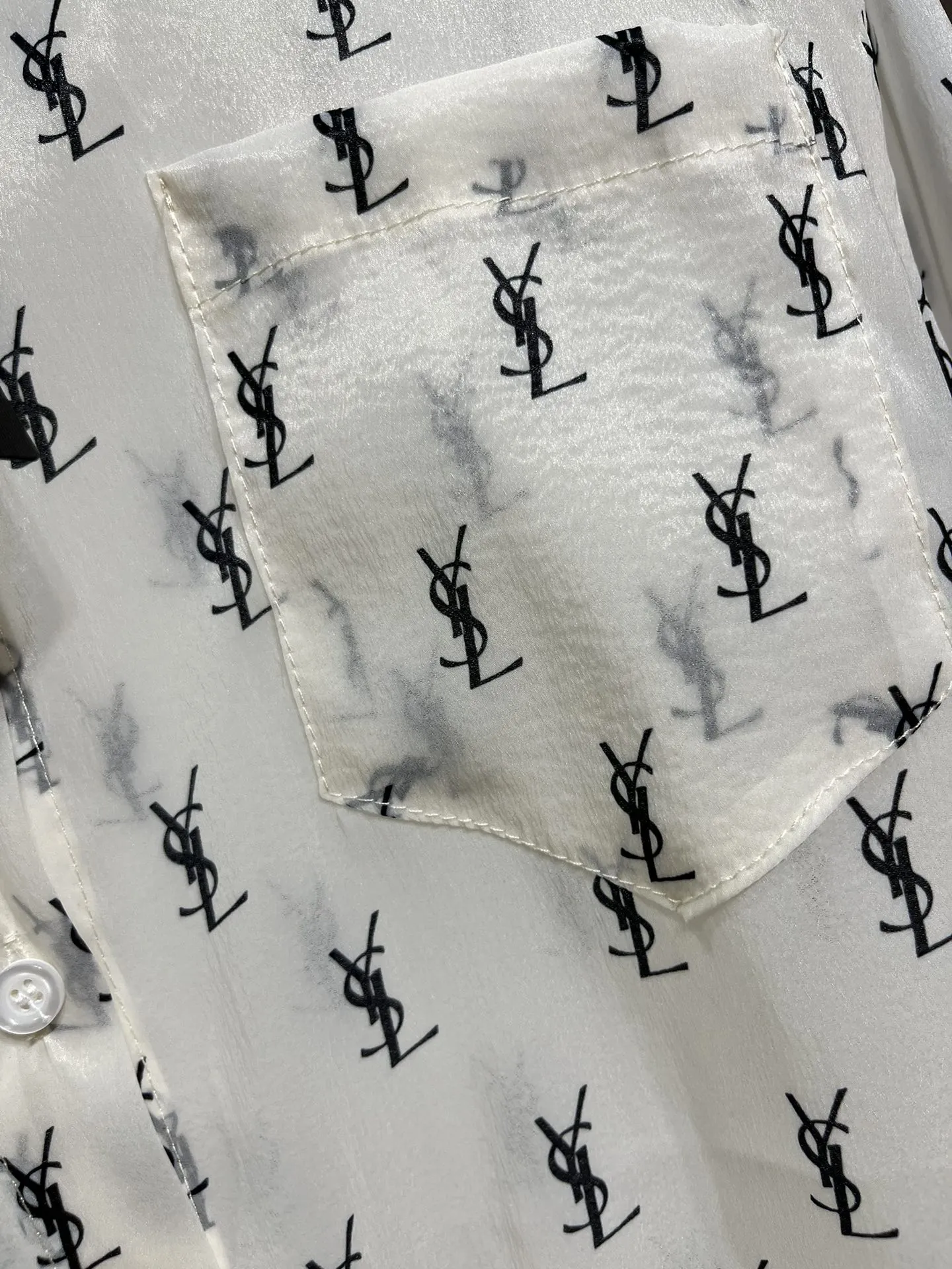Yves Saint Laurent アルファベット刺繍シャツ白 - 画像 (6)