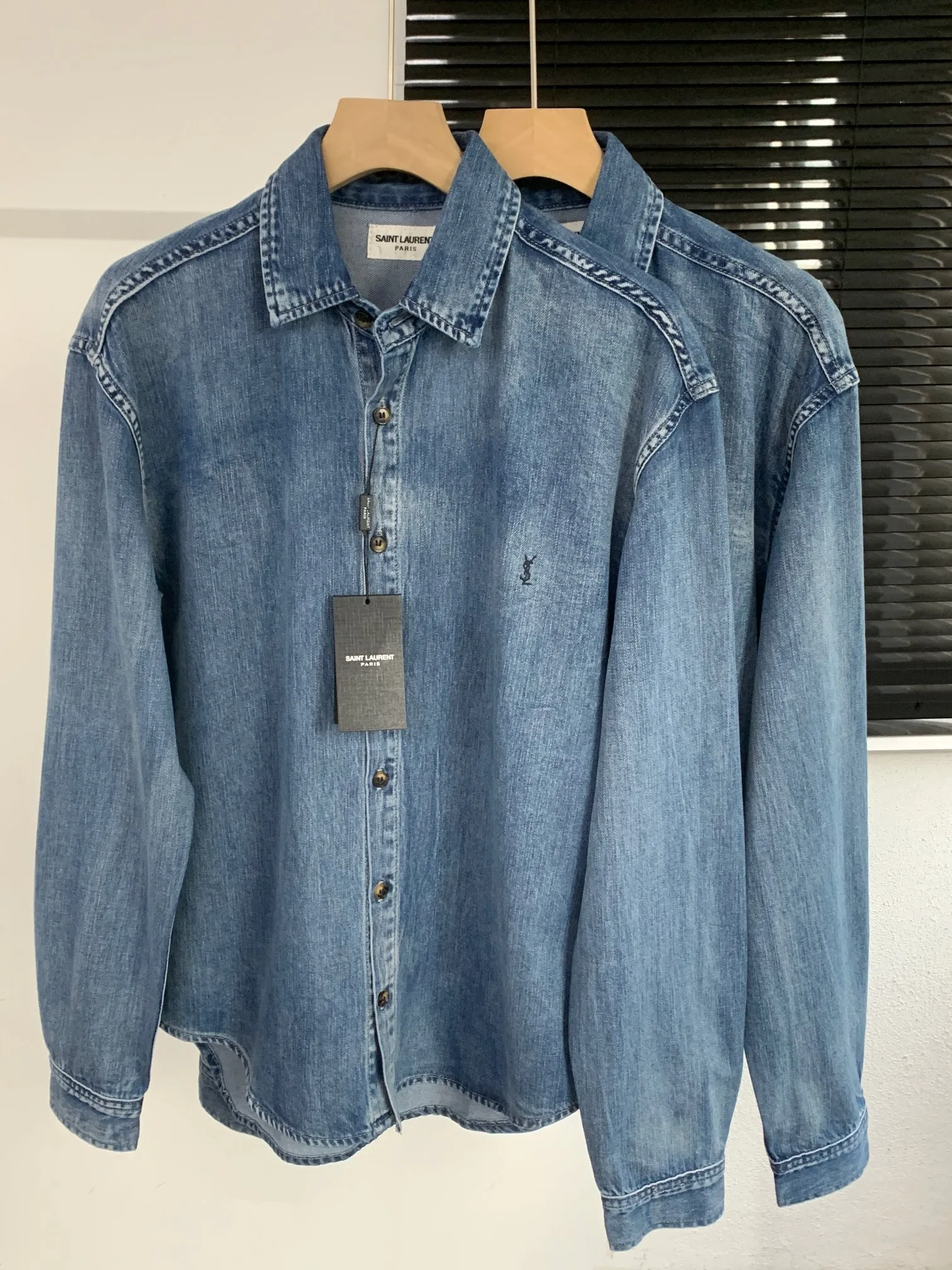 YSL新作青カウボーイシャツコートアルファベット刺繍 - 画像 (10)