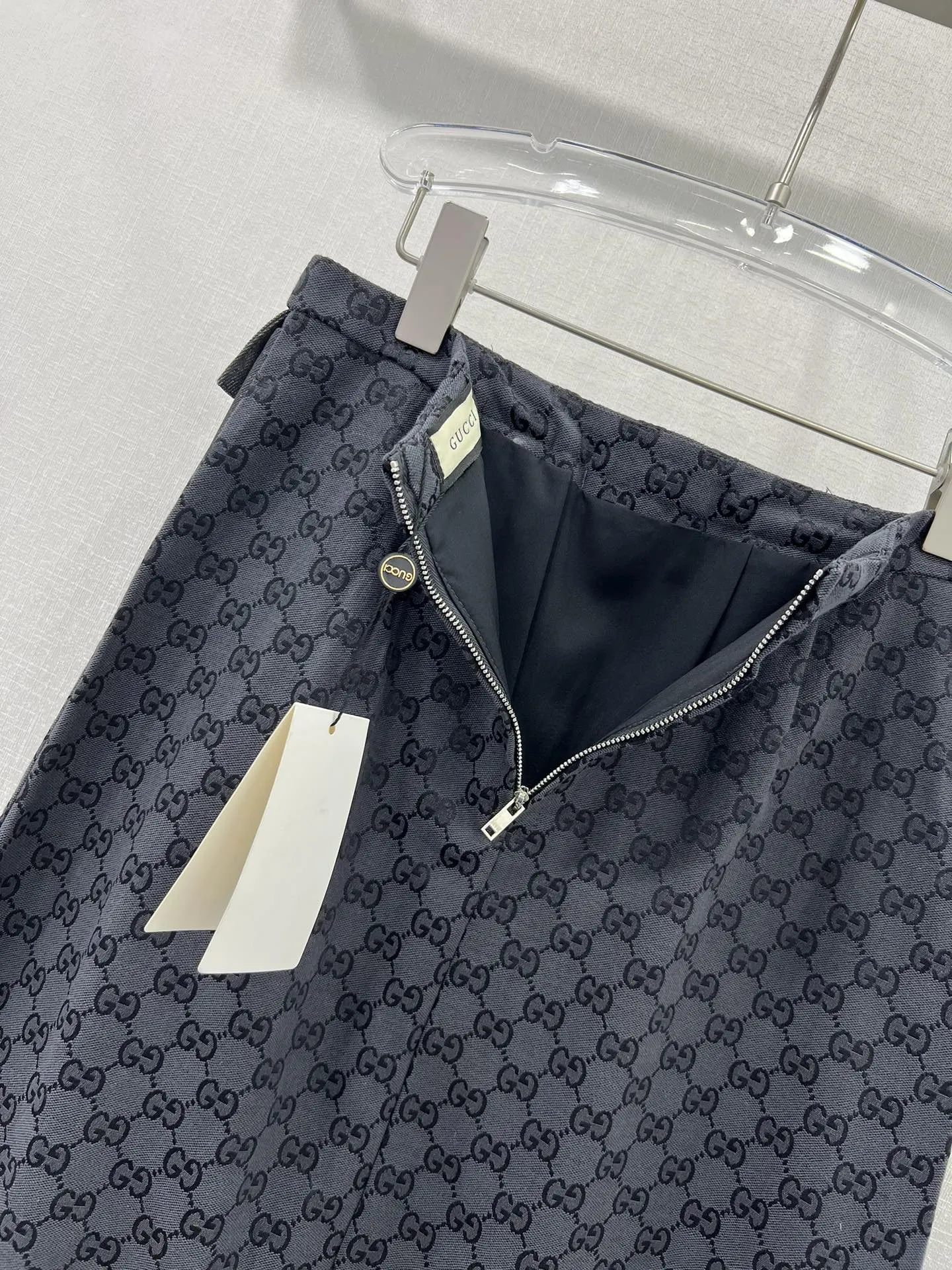 GUCCI 24春夏 ダブルGG提花A字スカート ブラック - 画像 (9)