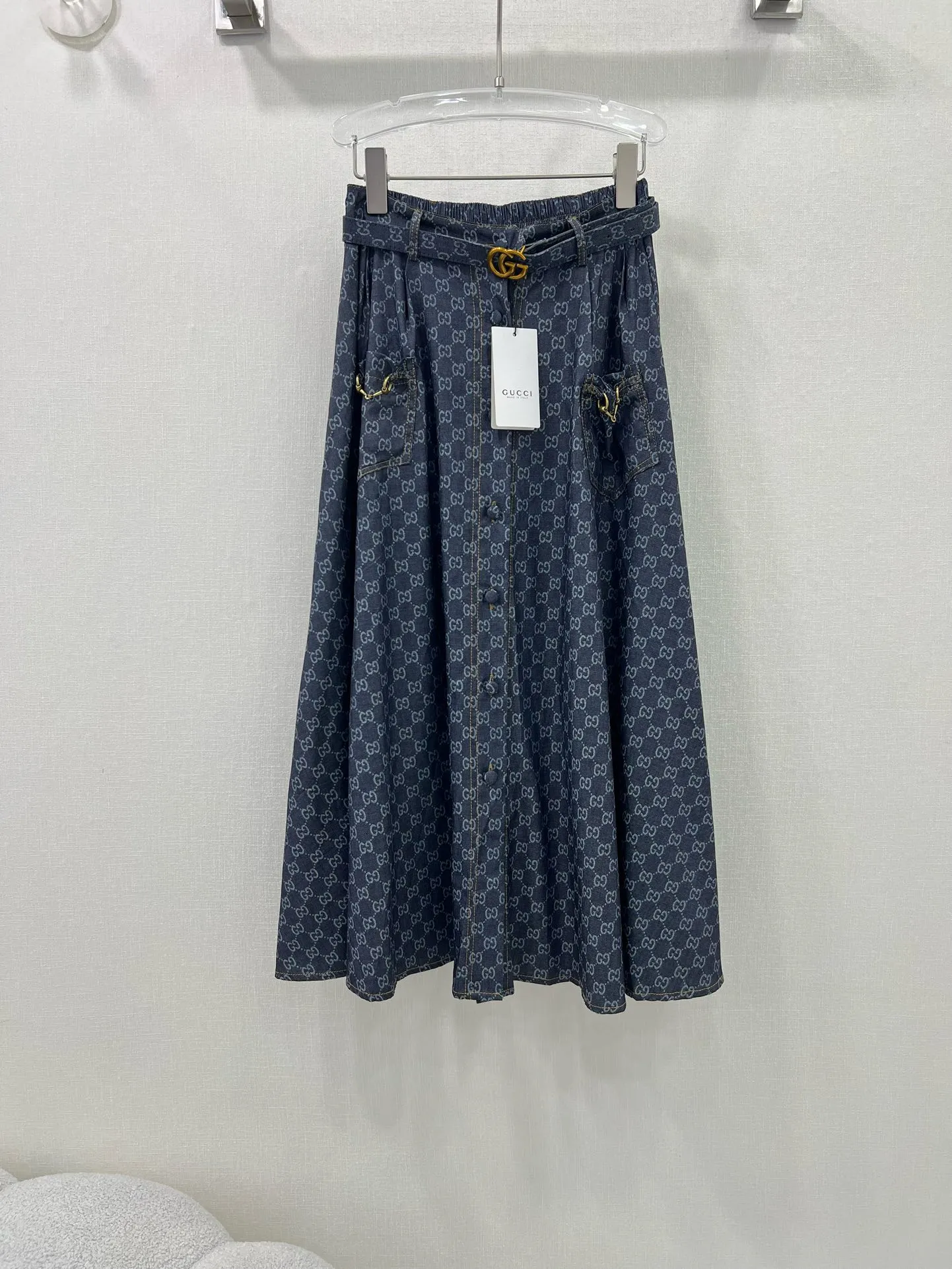 GUCCI 2024春夏ブルーデニムハーフスカート