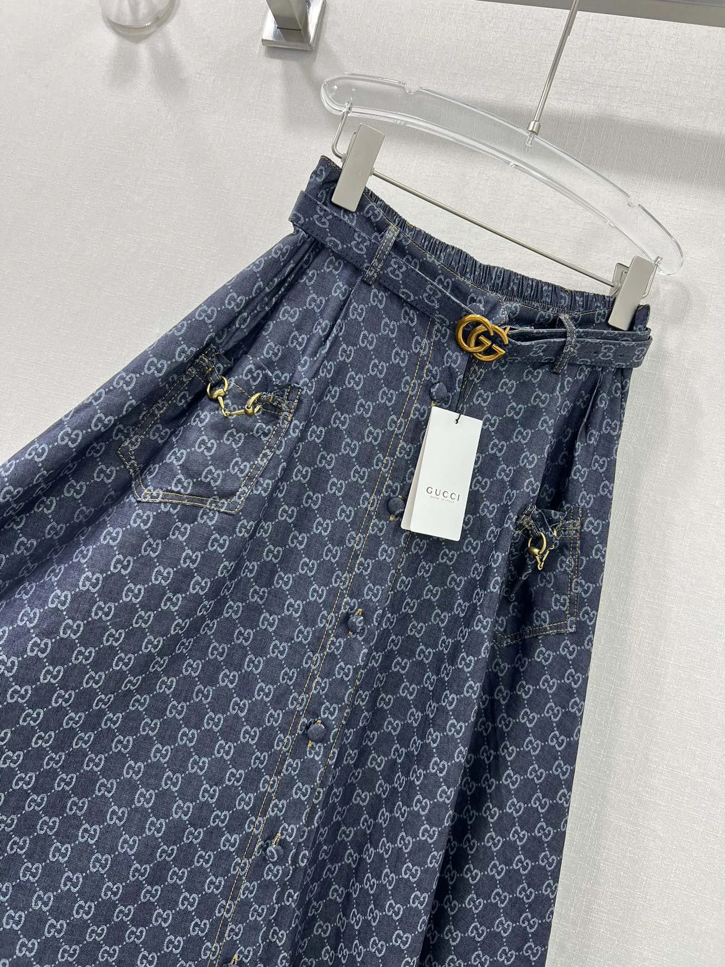 GUCCI 2024春夏ブルーデニムハーフスカート - 画像 (5)