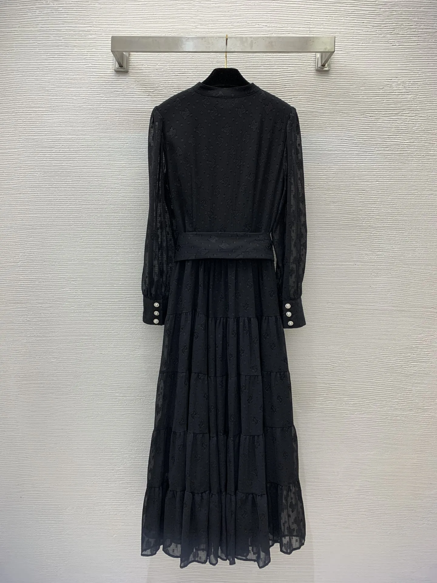 MiuMiu ブラックベア水玉模様ダイヤモンドボタンマキシスカート - 画像 (3)