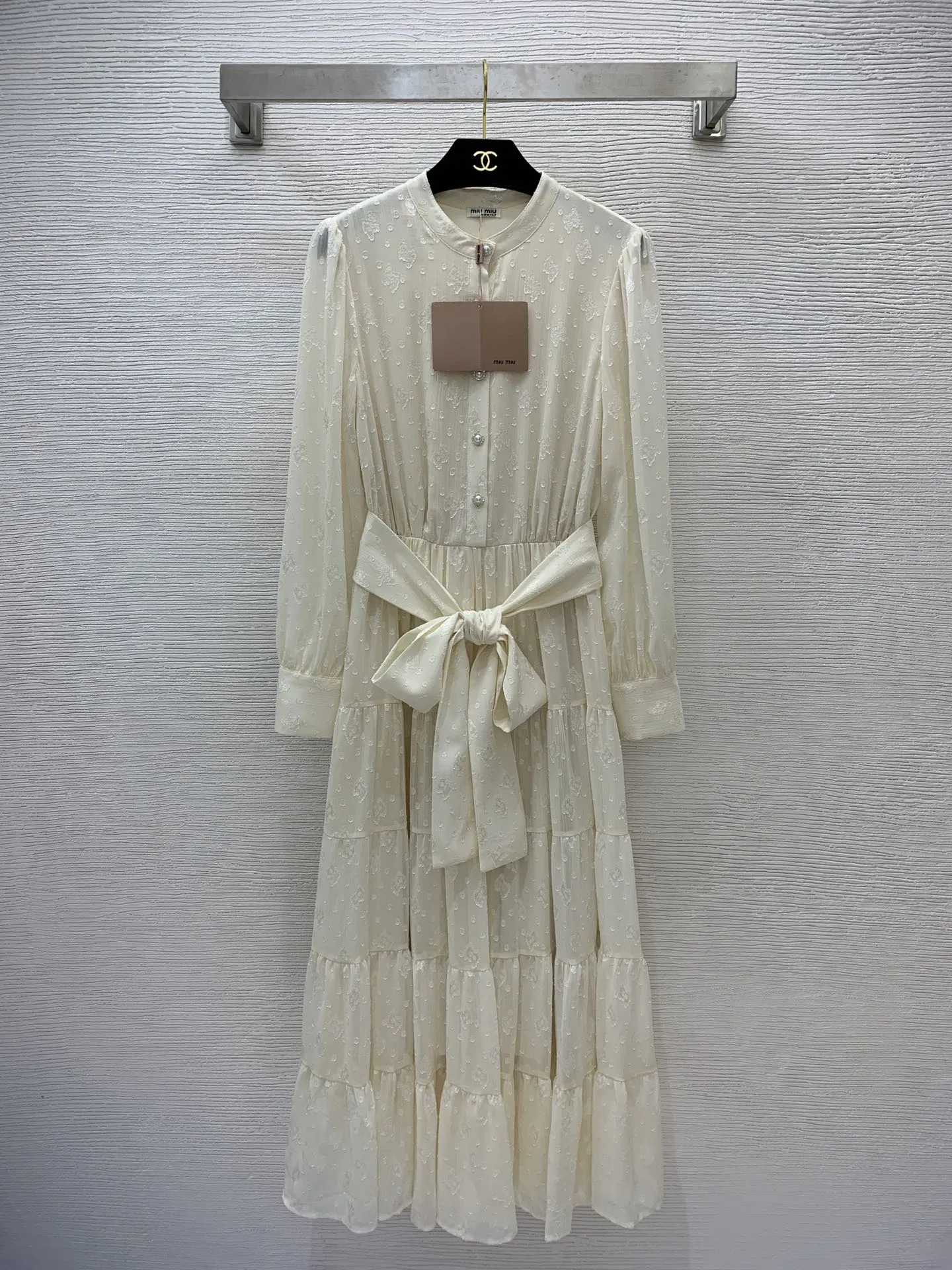 MiuMiu ブラックベア水玉模様ダイヤモンドボタンマキシスカート - 画像 (4)