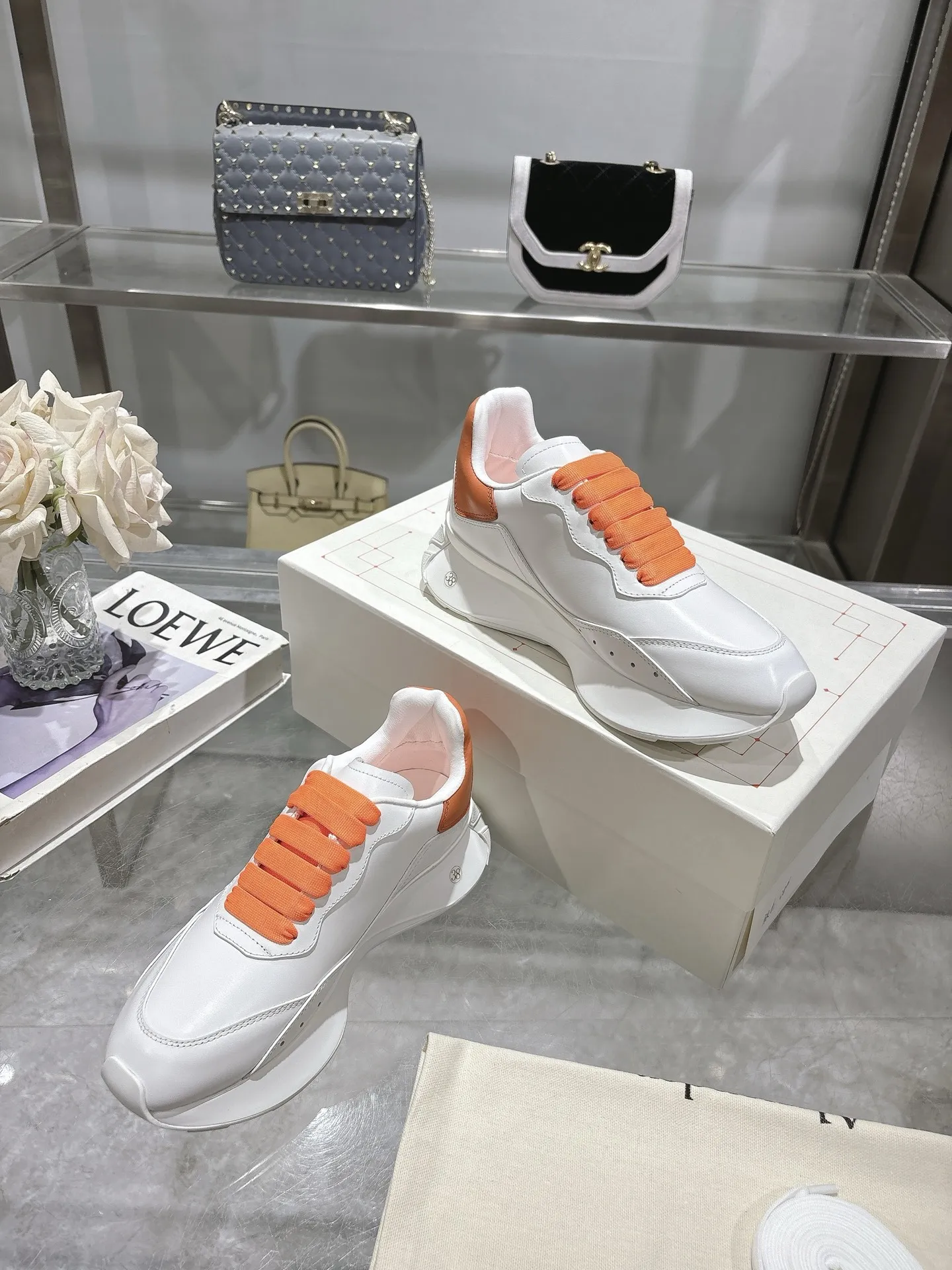 ALEXANDER MCQUEEN 白橙色 Sprintスニーカー - 画像 (4)