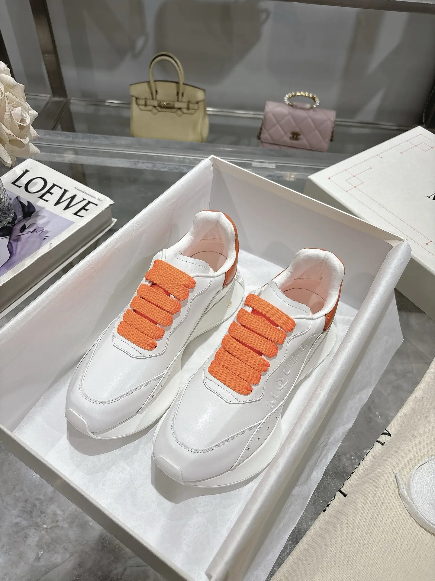 ALEXANDER MCQUEEN 白橙色 Sprintスニーカー - 画像 (6)