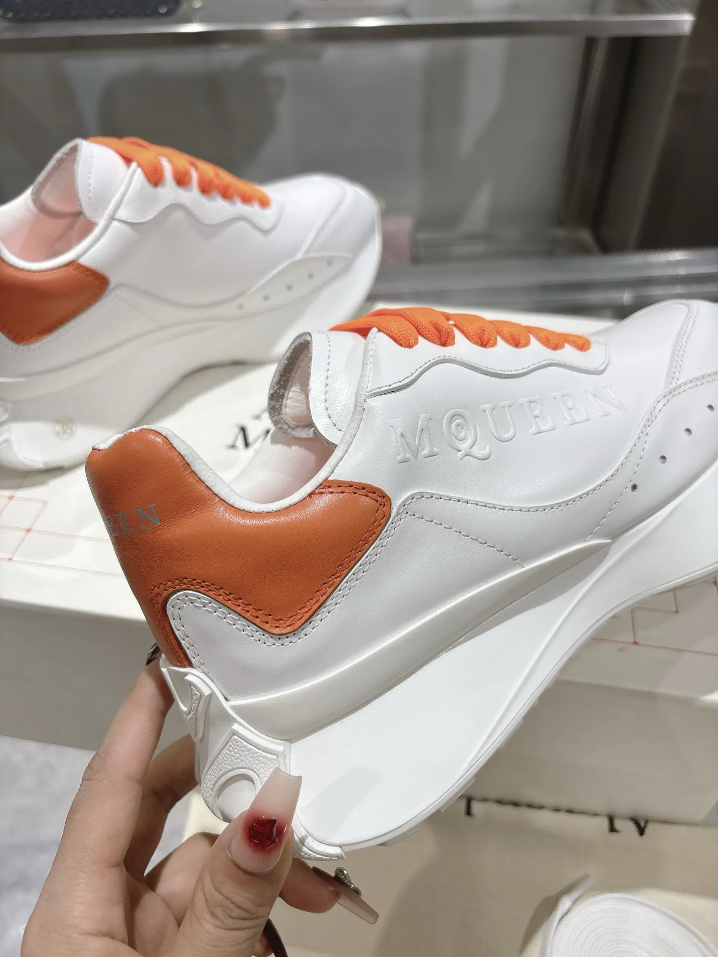 ALEXANDER MCQUEEN 白橙色 Sprintスニーカー - 画像 (9)